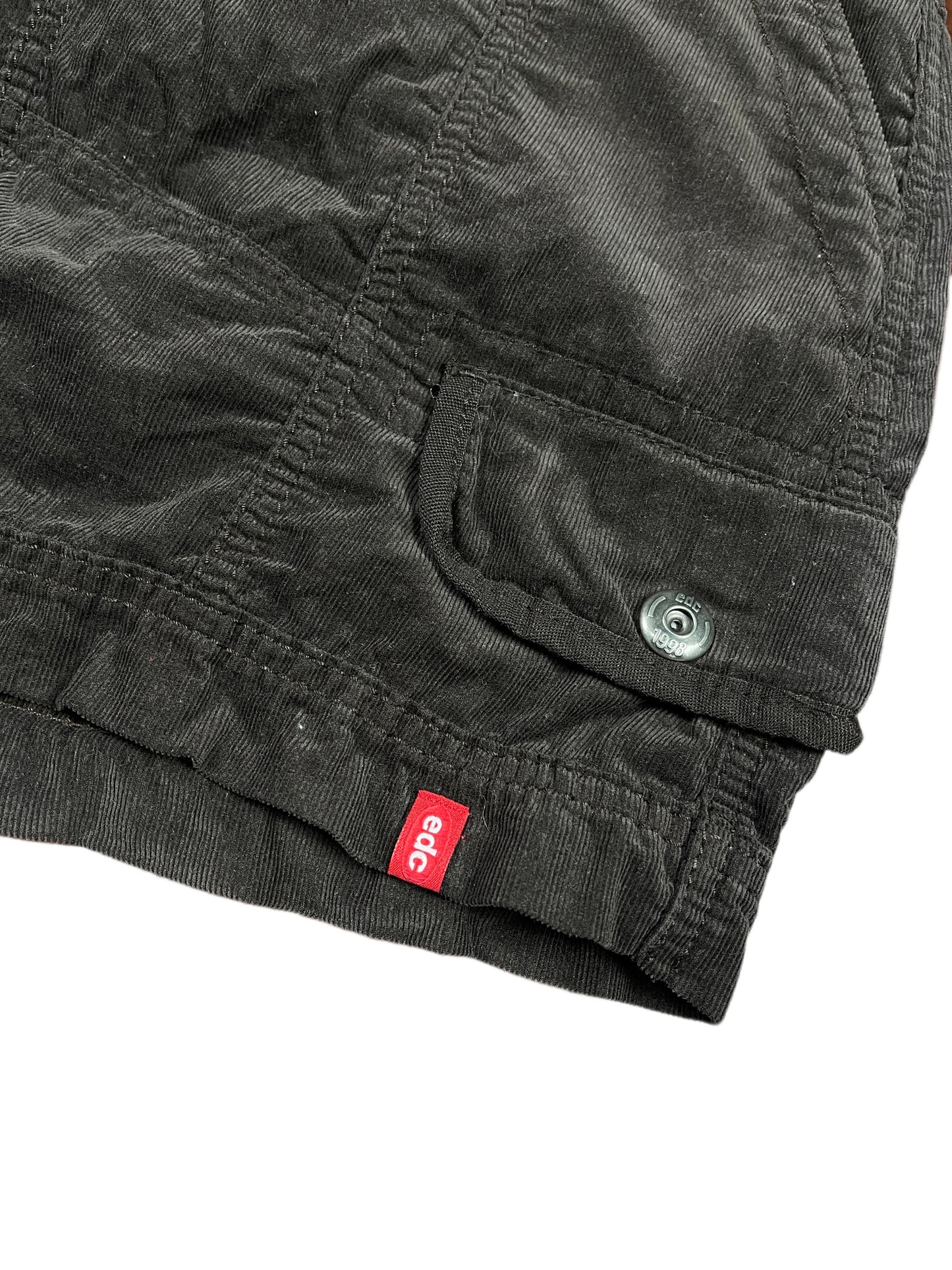 Y2k Esprit Low Waist Mini Corduroy Skirt Black - XS