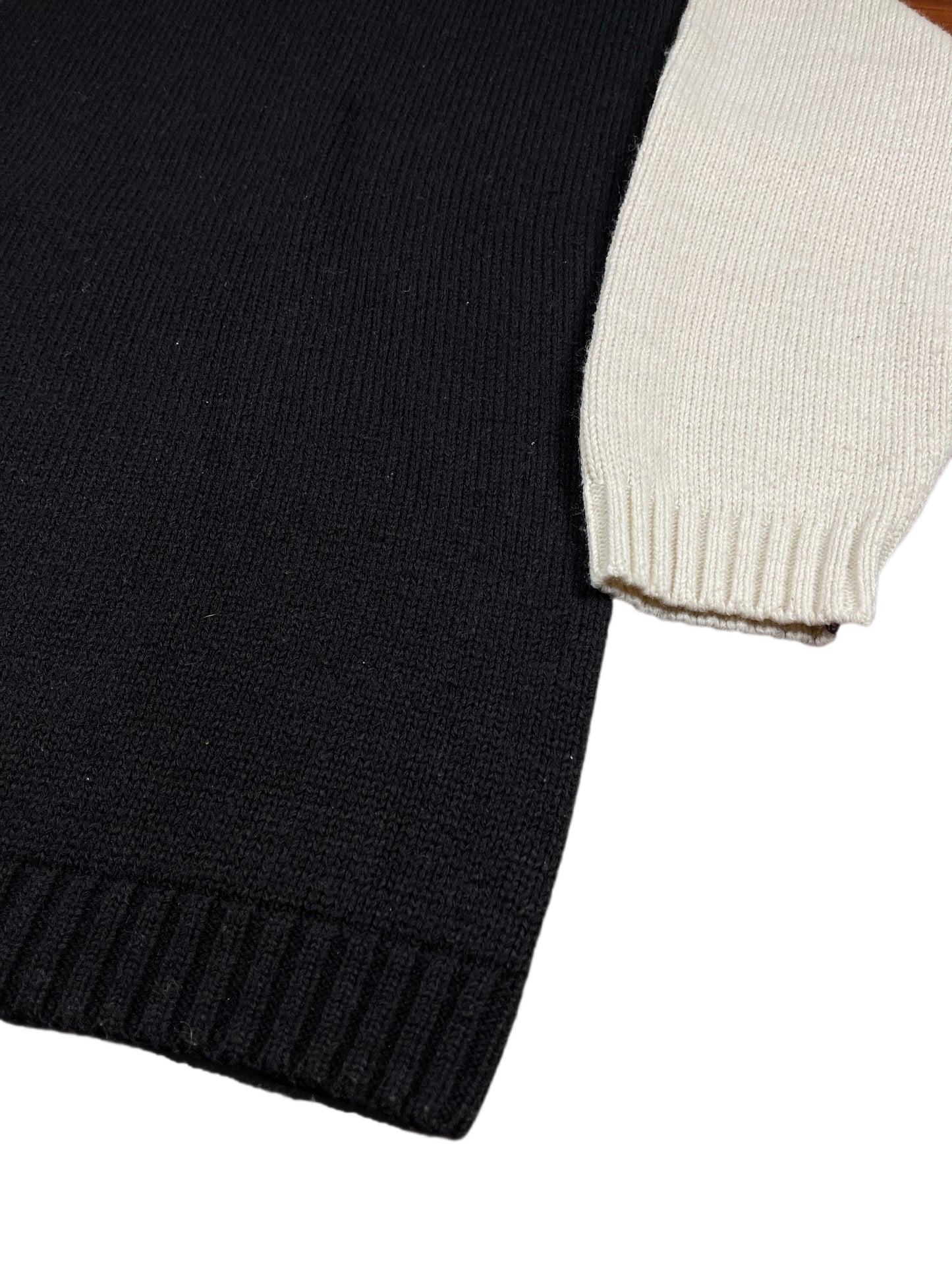 Vintage Droopy 1999 Studio Aventures Chunky Knitted Sweatshirt Black White - M