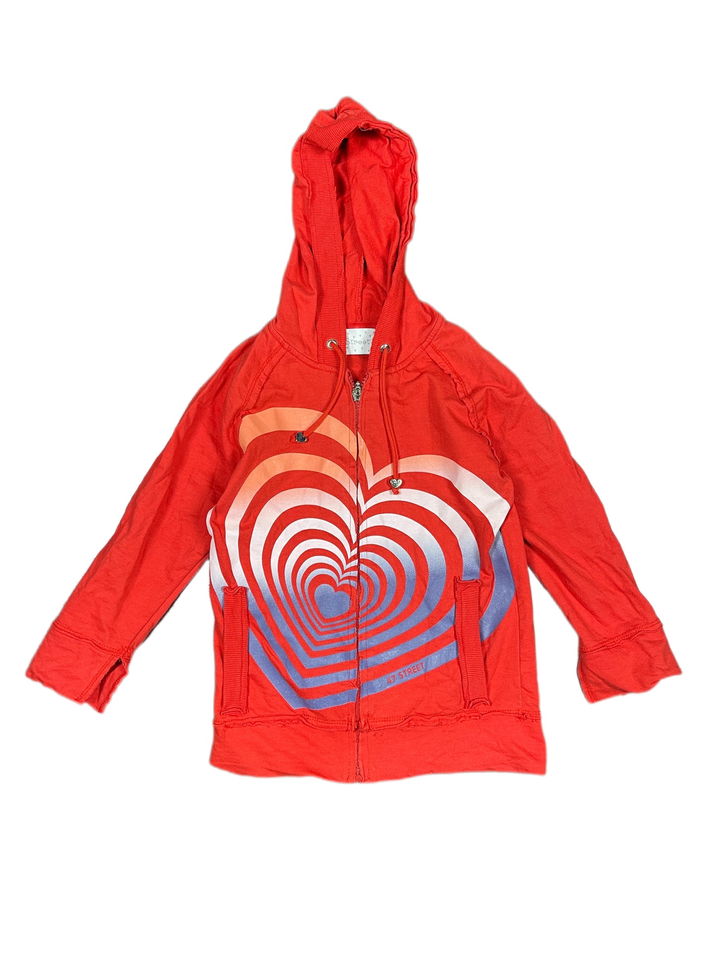 Y2k 47 Street Zipper Hoodie Red - XS
