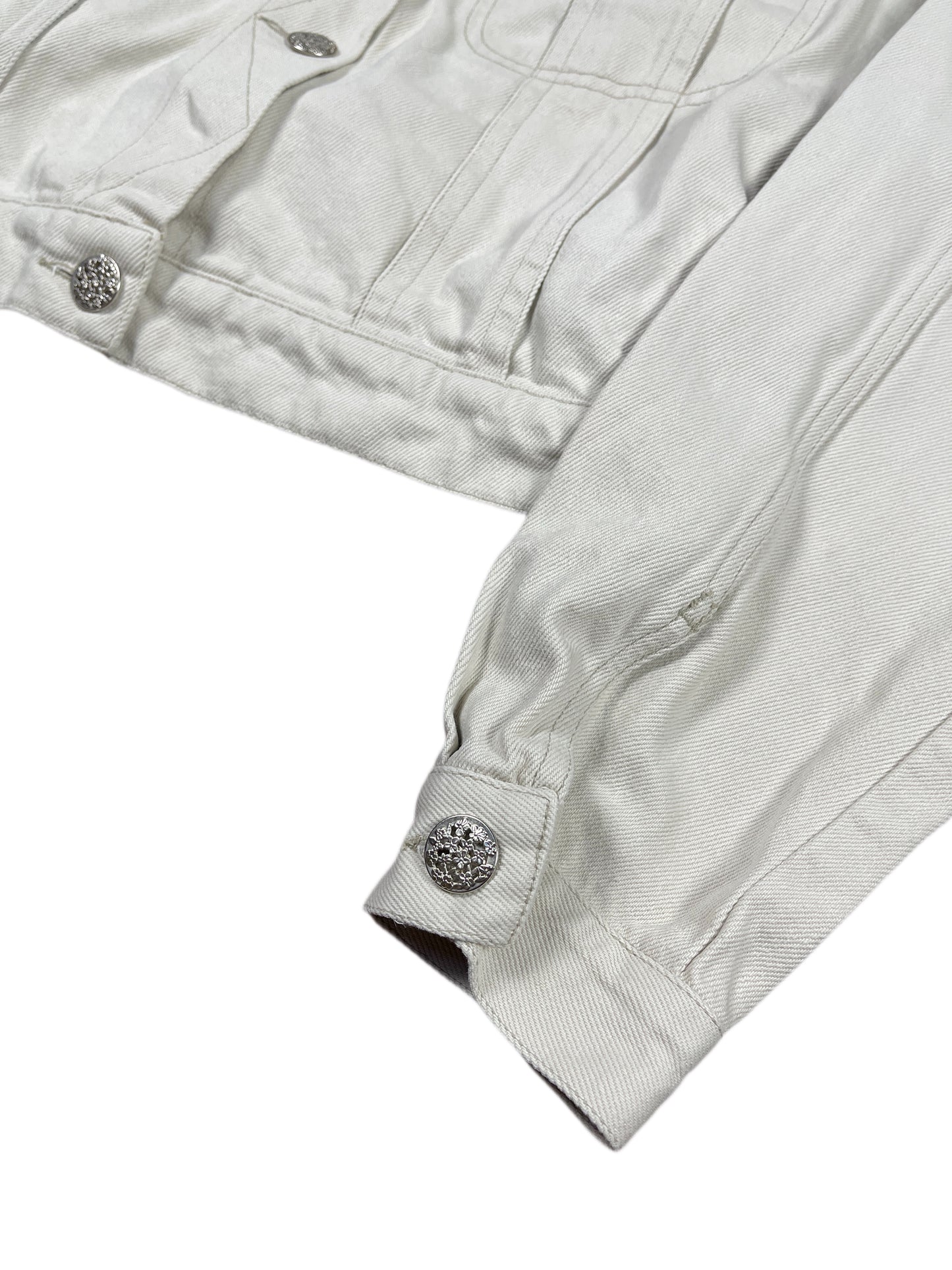 Vintage Chevignon Girl Cropped Denim Jacket White Creme - XL