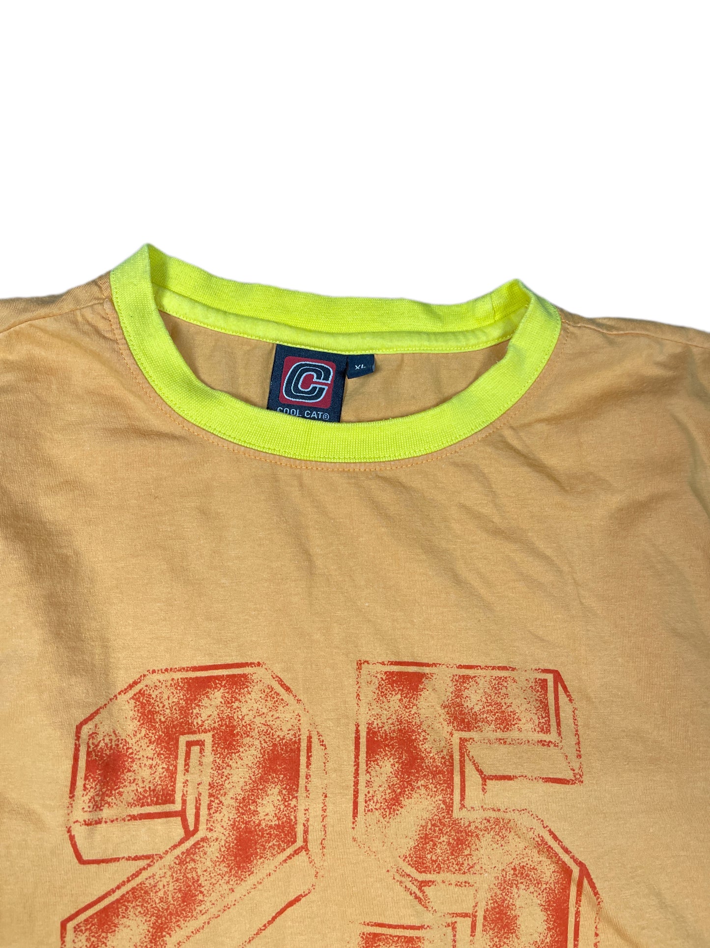Y2k Cool Cat Tank Top Orange Yellow - XL