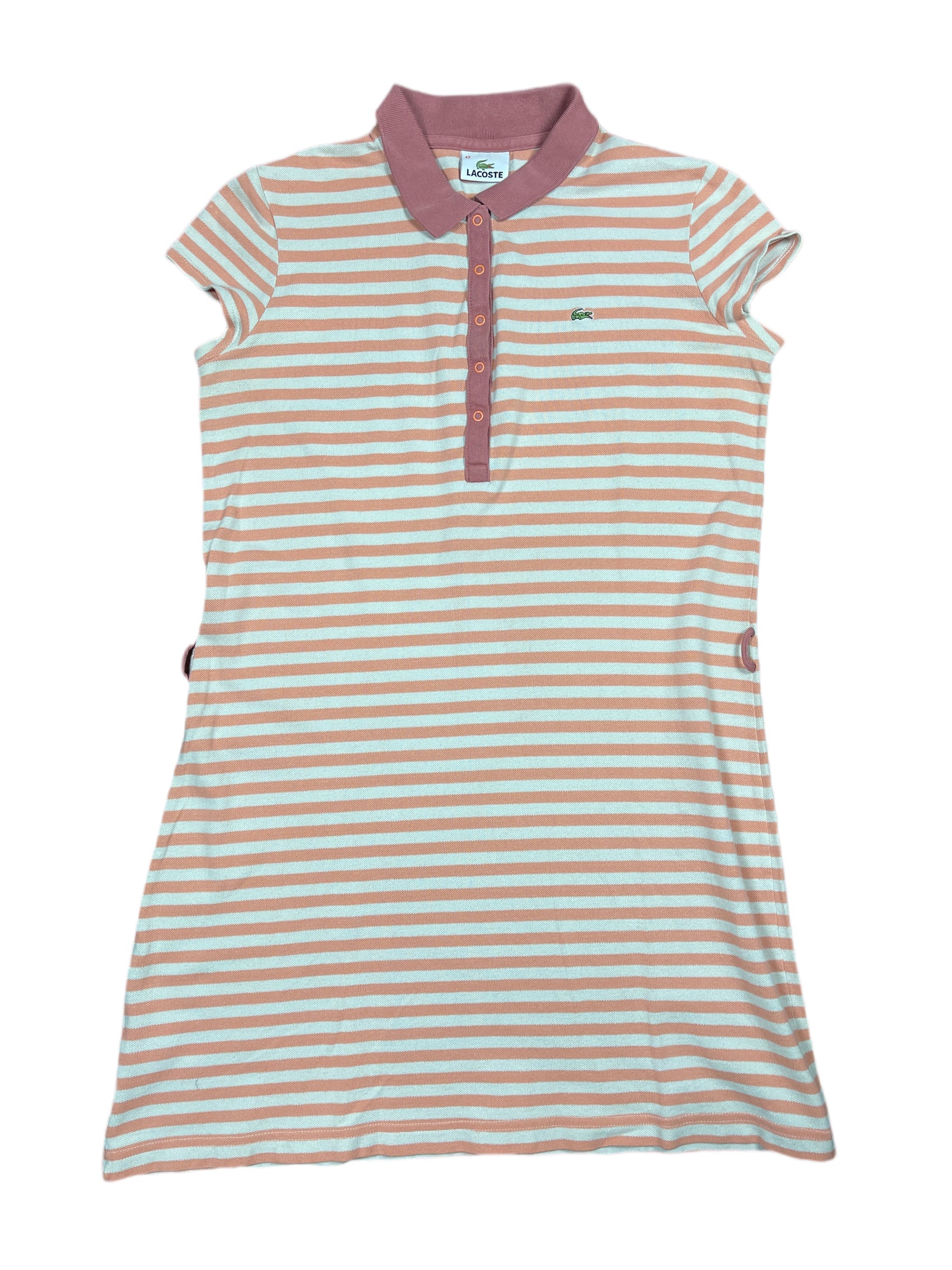 Lacoste Short Sleeve Dress Salmon White - XL