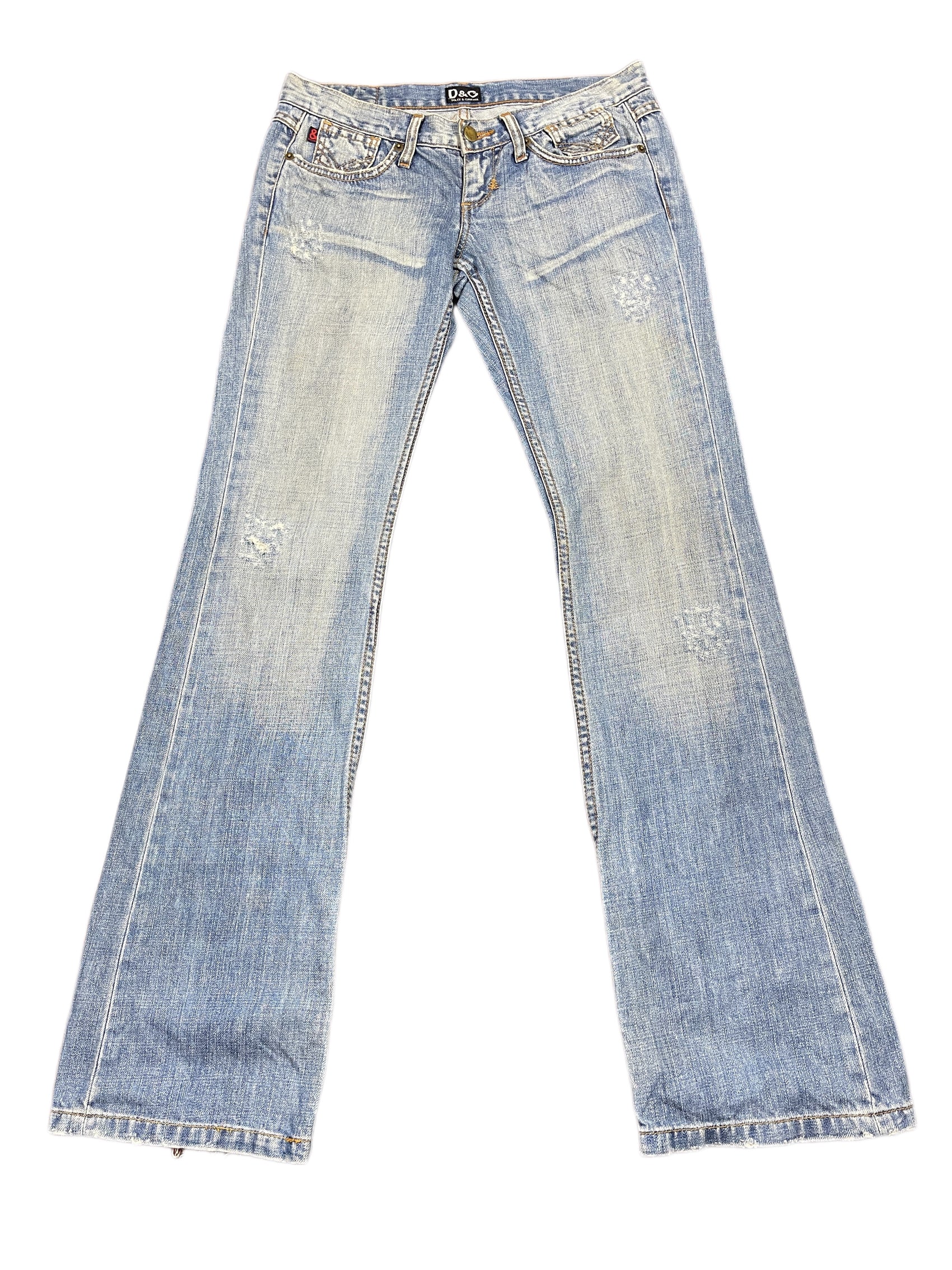Y2k Dolce & Gabbana 2000s Bootcut Low Waist Denim Pants Blue - S/M