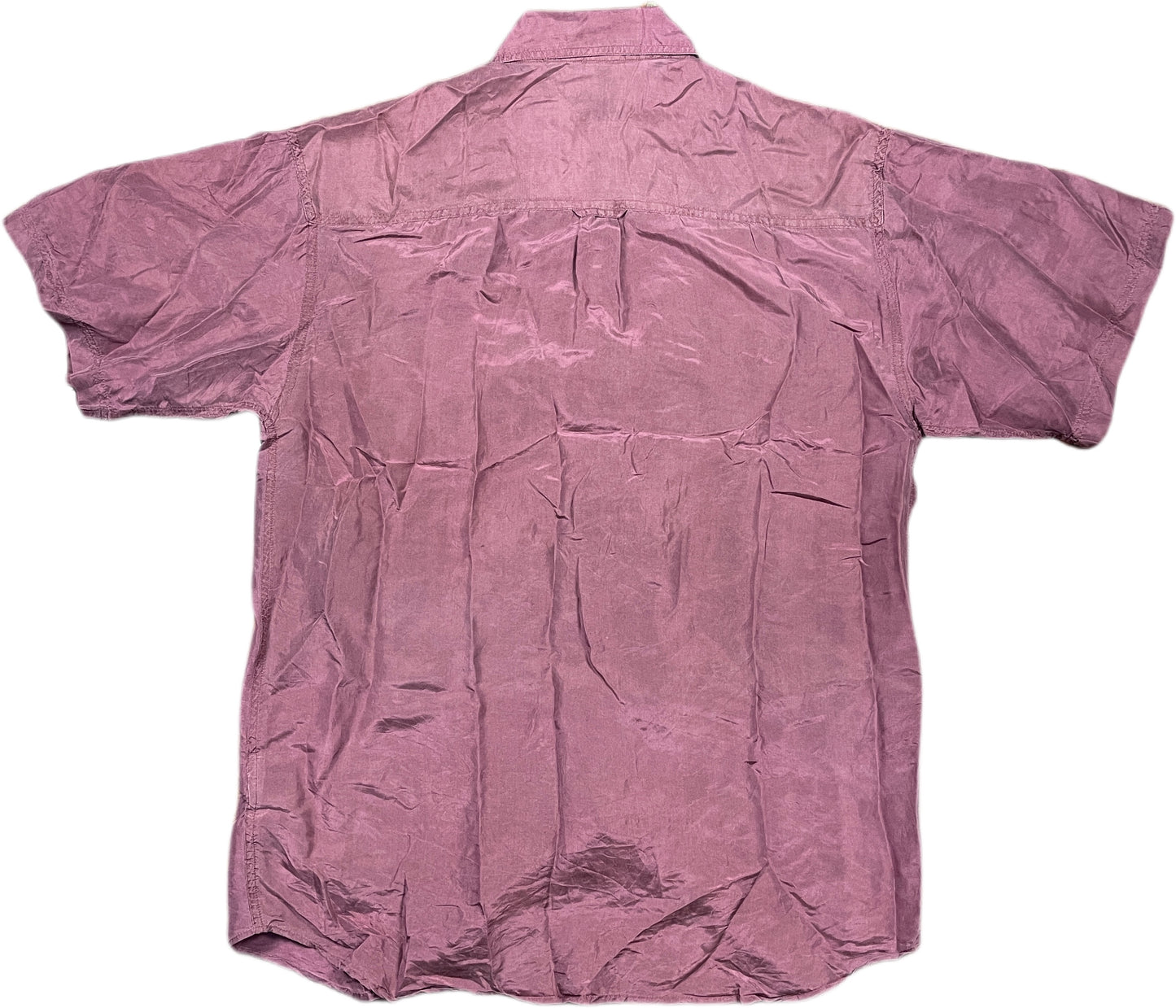 Vintage Silk Short Sleeve Shirt Burgundy L