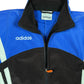 Vintage 90s Adidas Flannel Velur Sport Jacket Blue Black - L