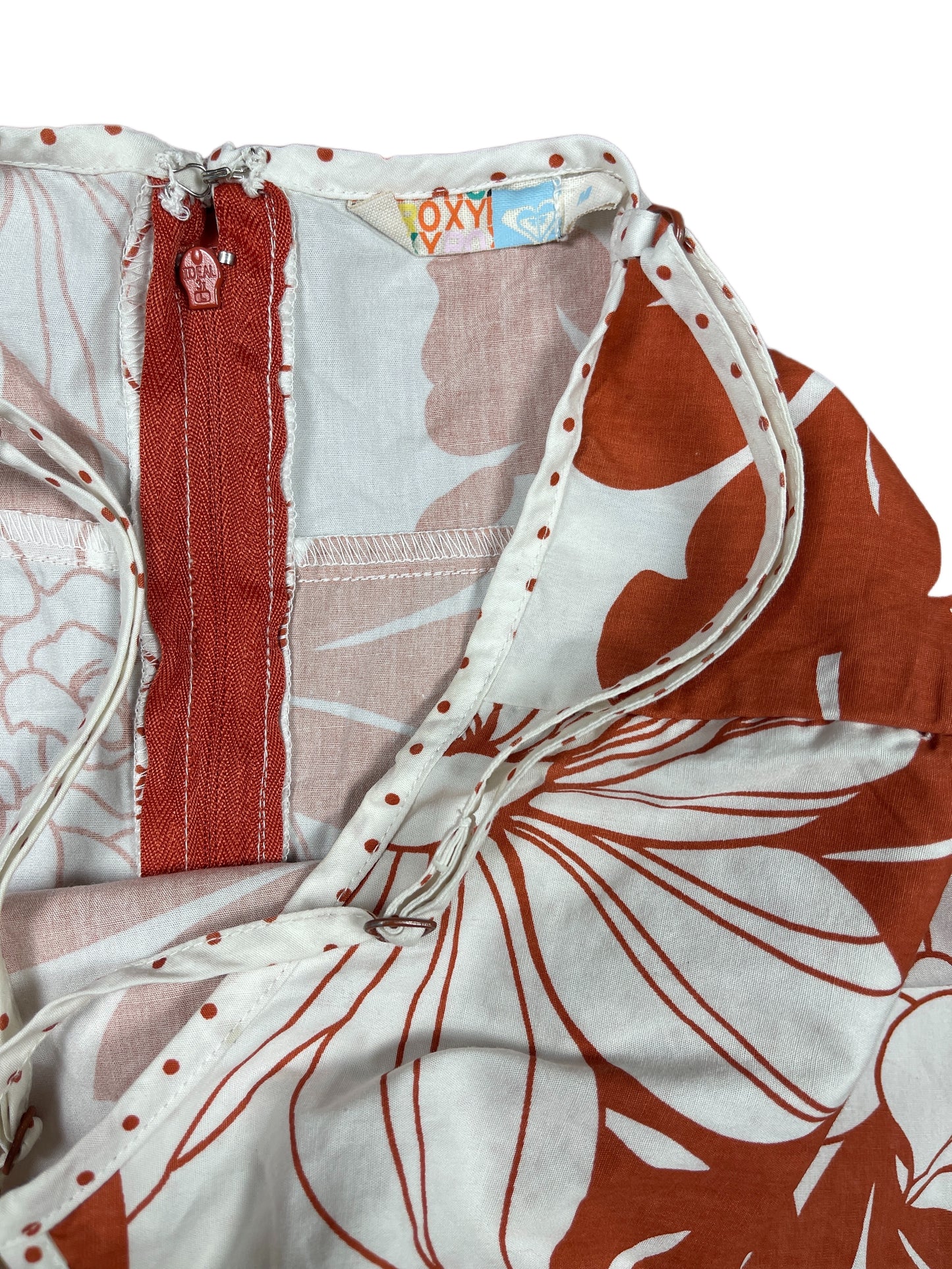 Y2k Roxy Sleeveless Dress White Red - M