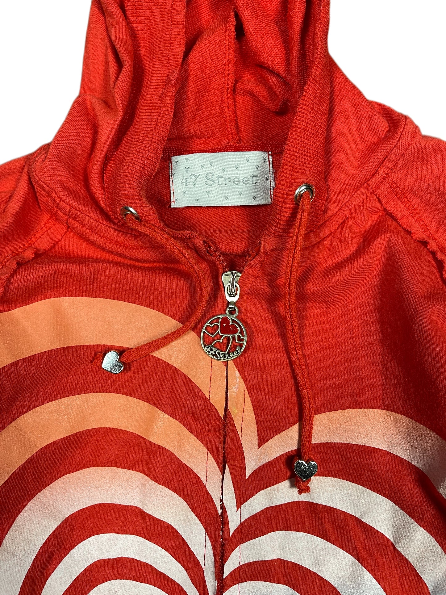 Y2k 47 Street Zipper Hoodie Red - XS
