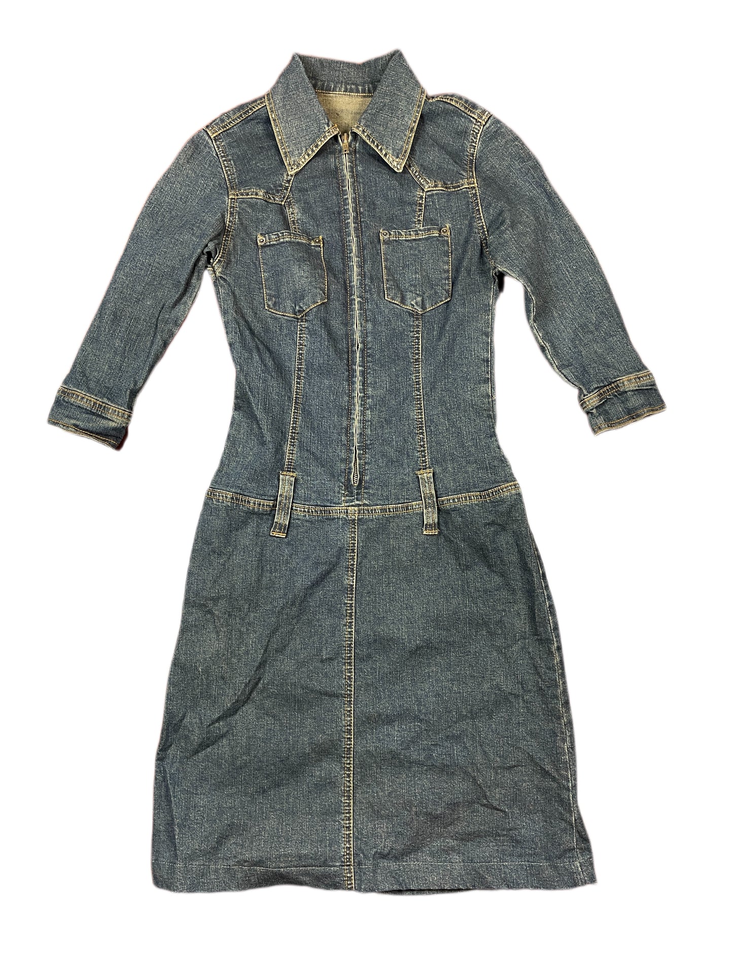 Y2k Short Sleeve Denim Dress Blue S