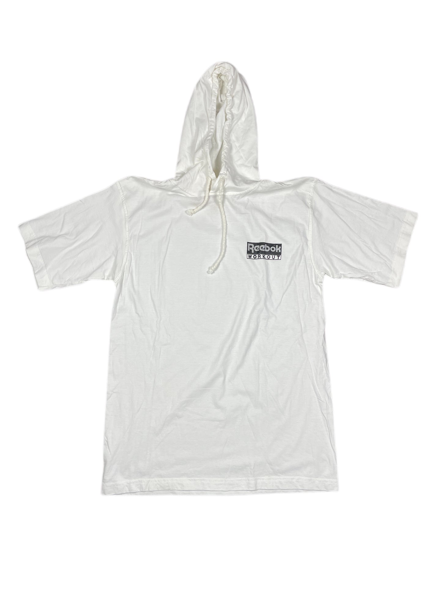 Vintage 90s Reebok Workout T-Shirt w Hoodie White - M
