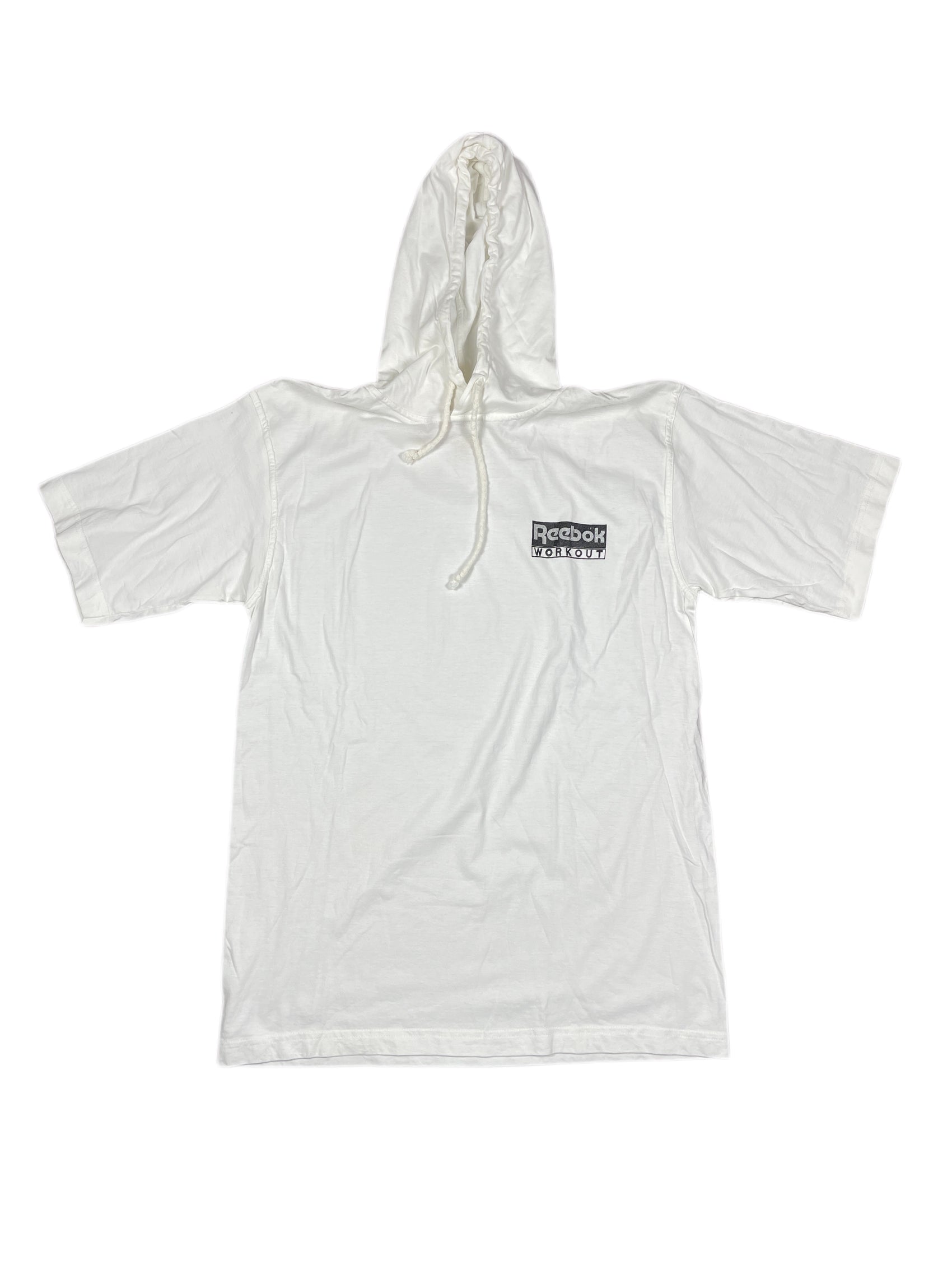 Vintage 90s Reebok Workout T-Shirt w Hoodie White - M