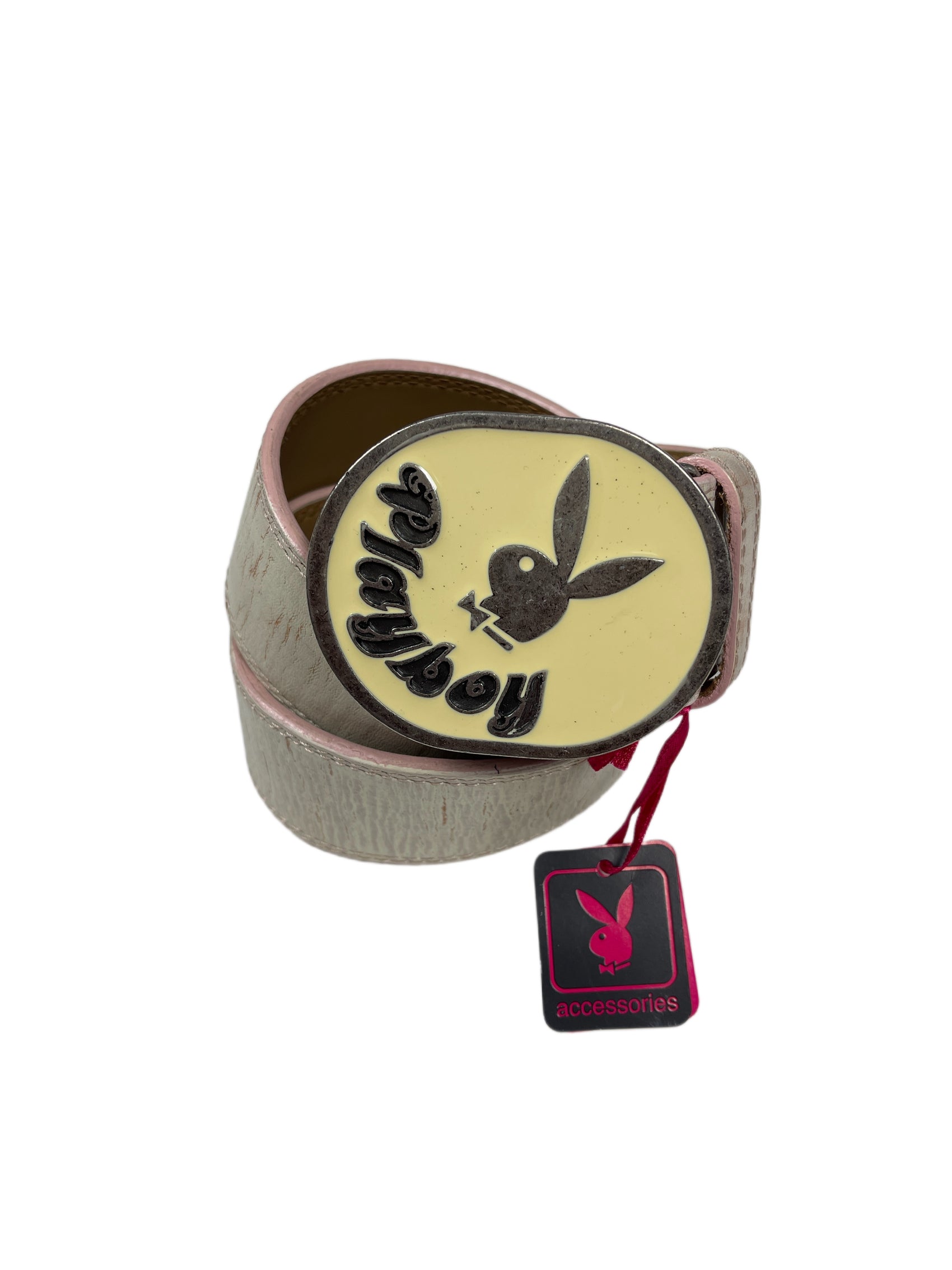 Y2k Playboy Vegan Leather Plug In Belt Creme 2004