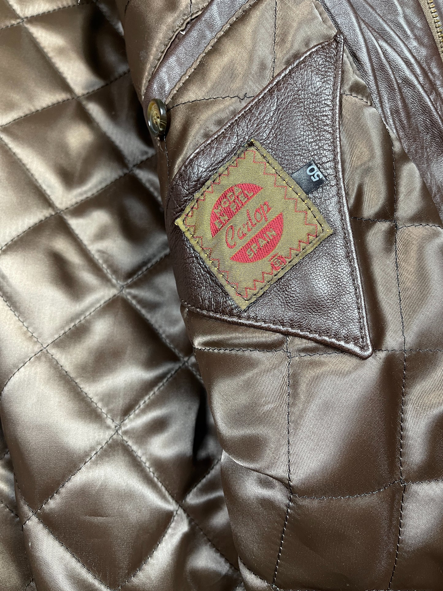 Vintage Carlop Bomber Leather Jacket Brown - M