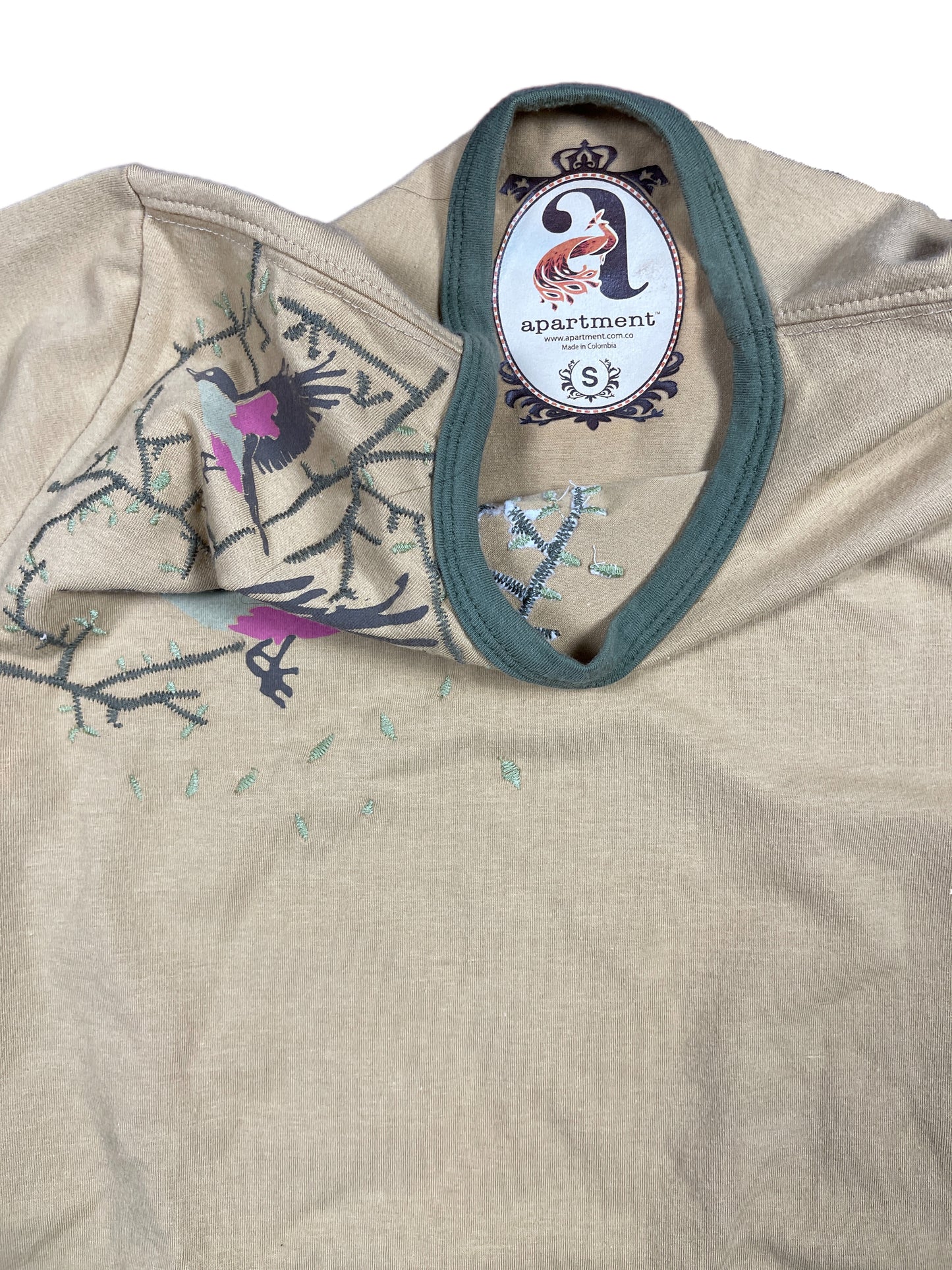 Y2k Apartment Short Sleeve Top Brown Beige - S