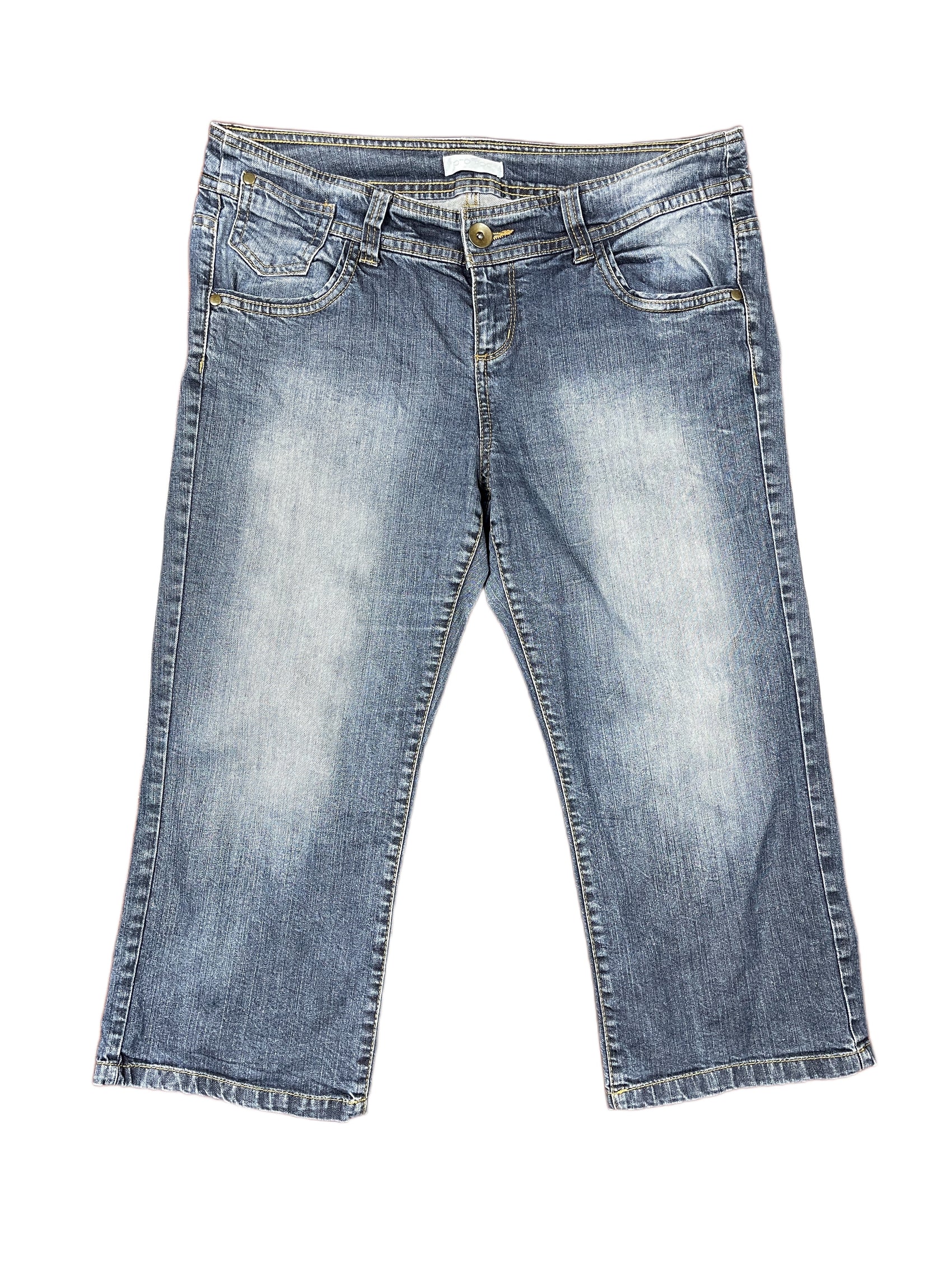 Y2k Promod Capri Denim Pants Blue - XL