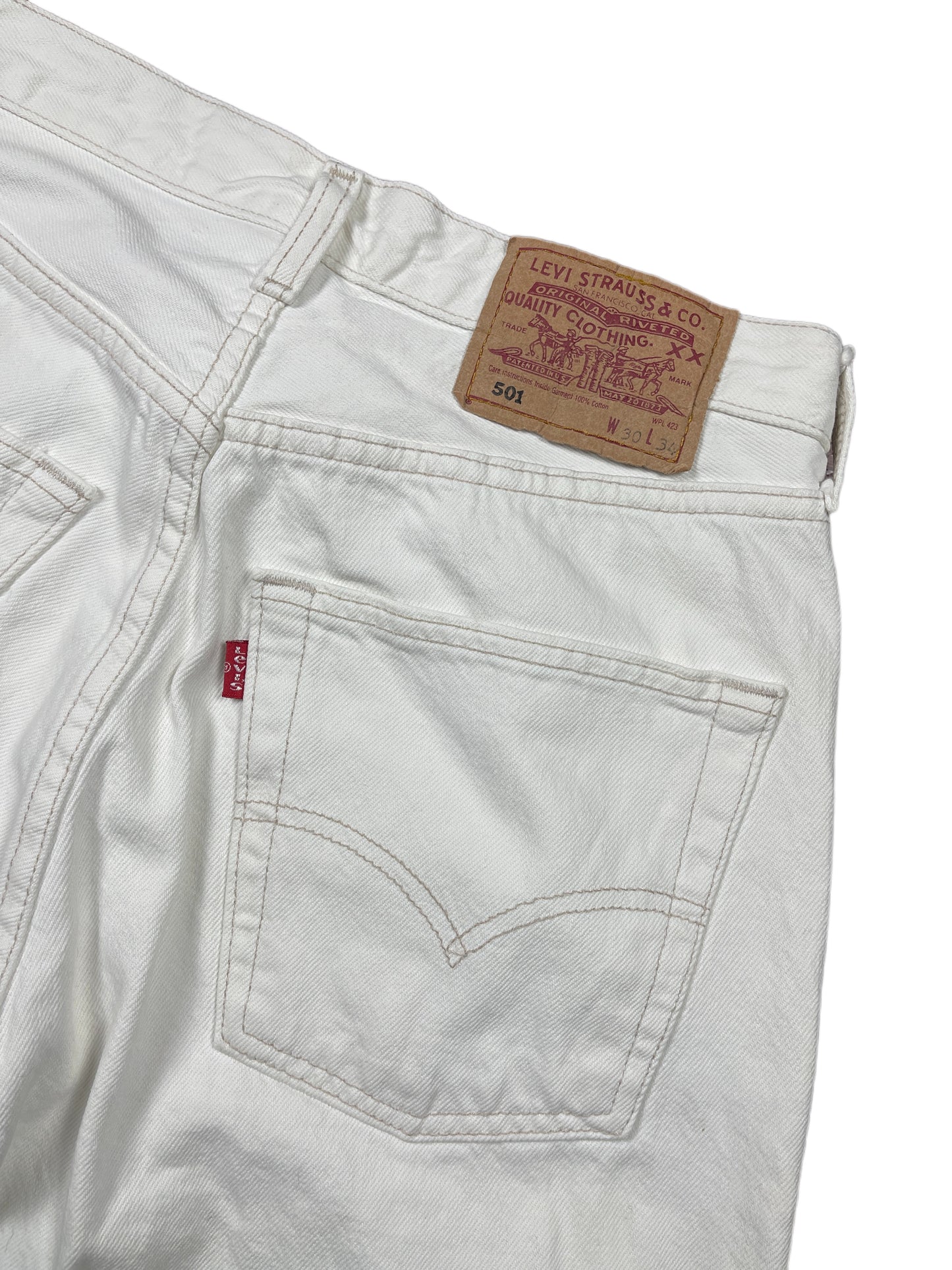 Vintage 501 Levi's Denim Pants White - XS