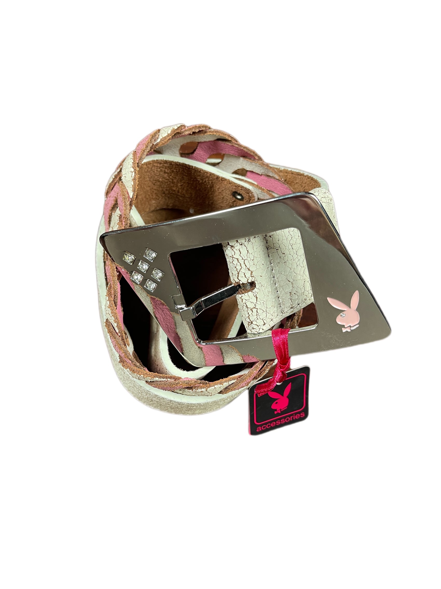 Y2k Playboy Leather Belt Creme 2004