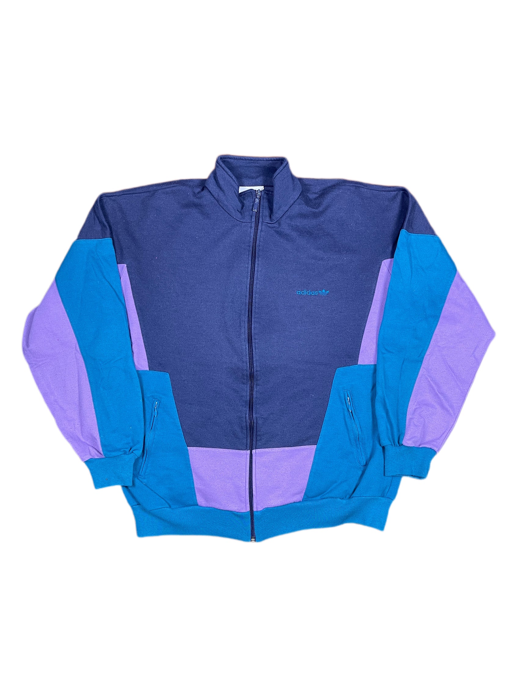 Vintage Adidas Zip Sweatshirt Navy Purple - XL
