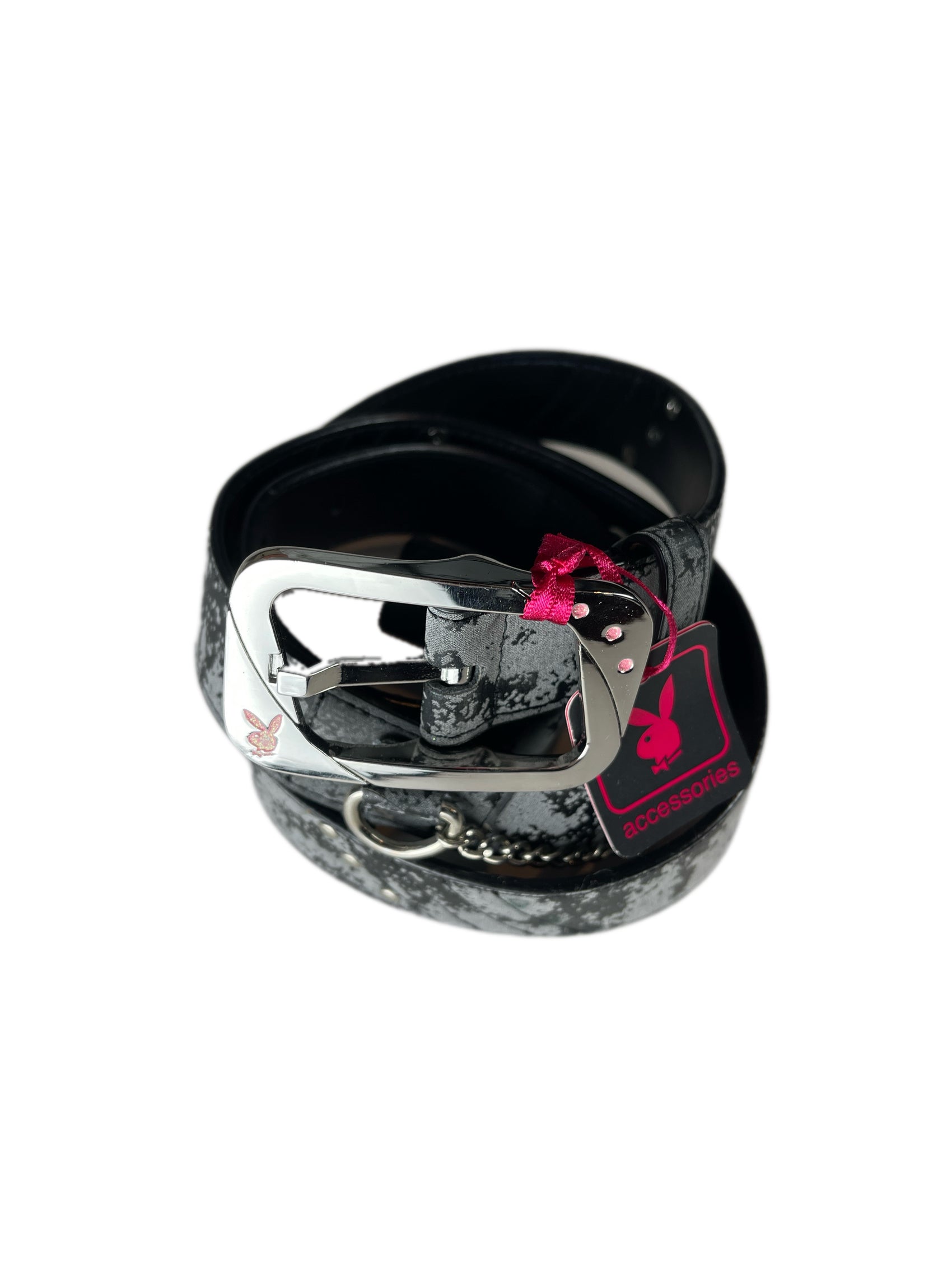 Y2k Playboy Belt Black Gray 2004