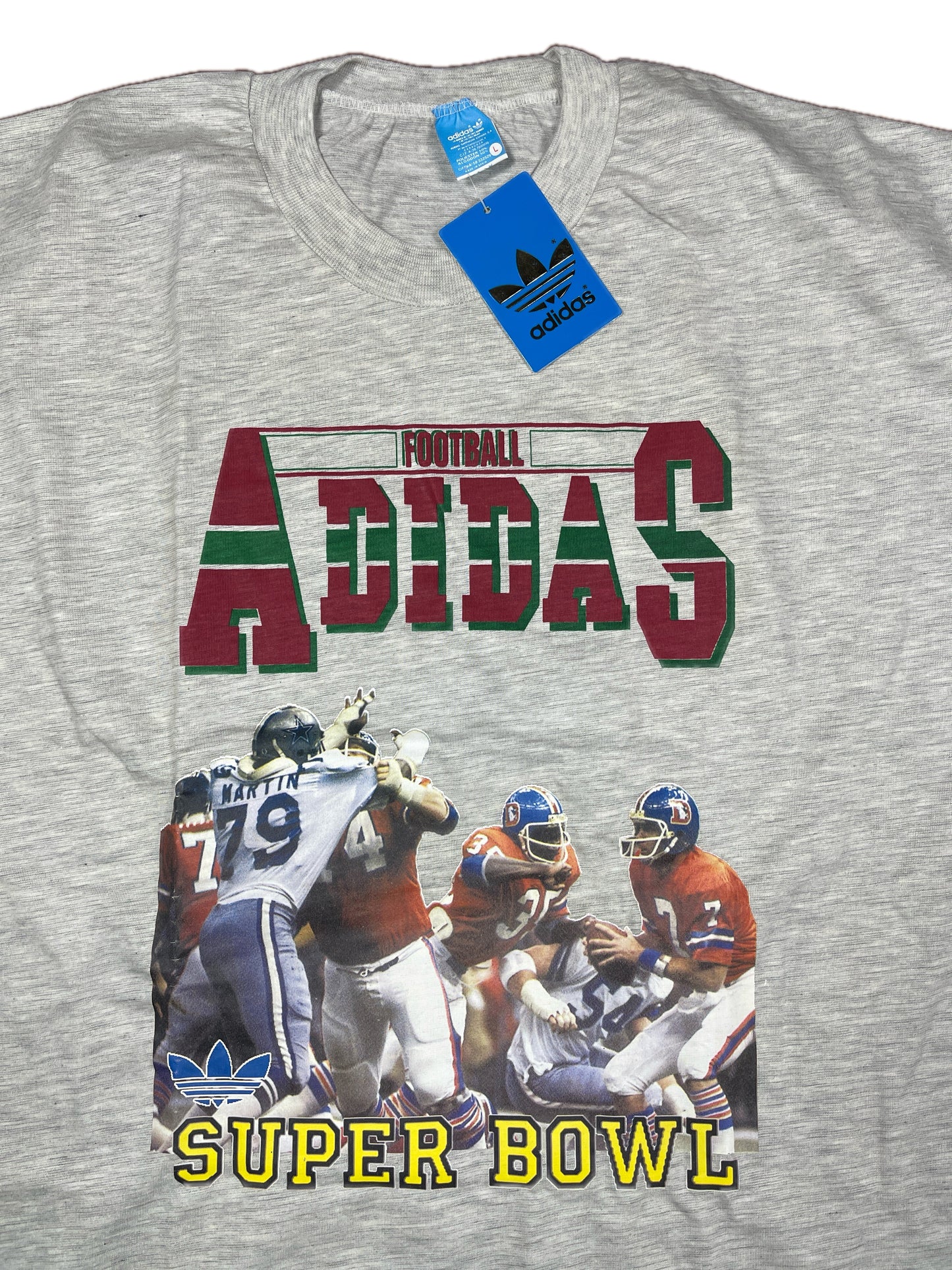 Vintage Adidas 1980s Super Bowl T-Shirt Gray - L