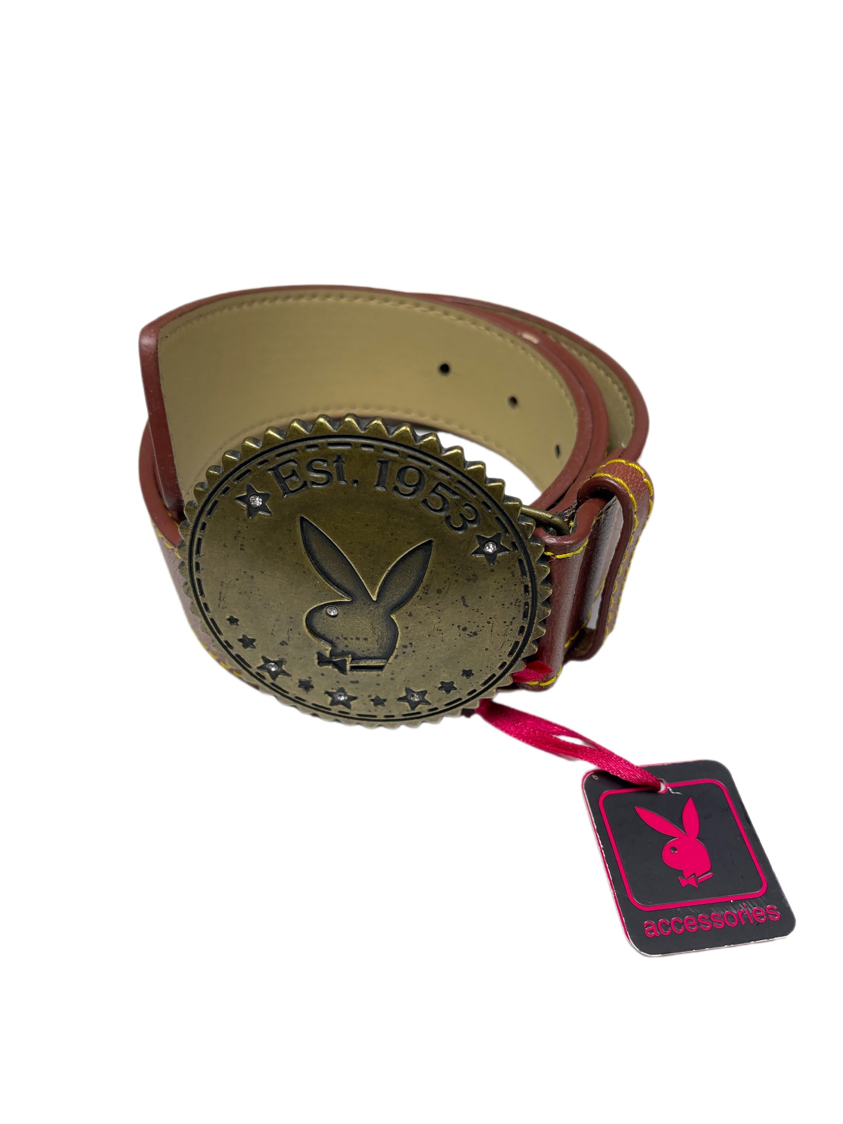 Y2k Playboy Belt Vegan Leather Brown 2004