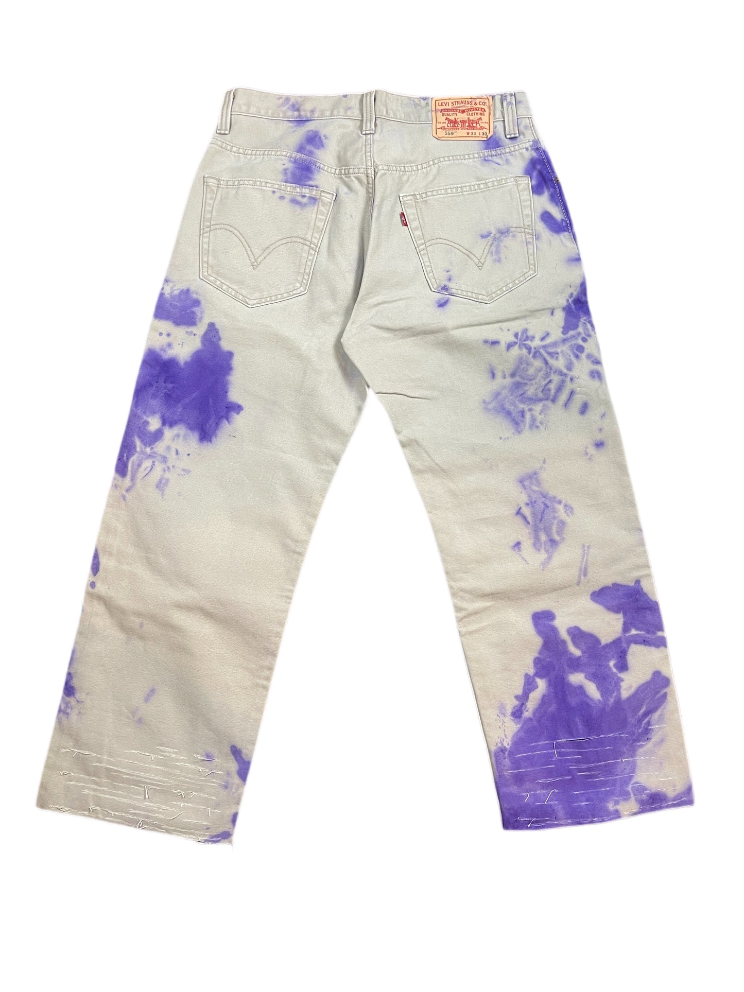 Y2k Levi's 559 UpCycled Denim Pants Beige Purple - M/L