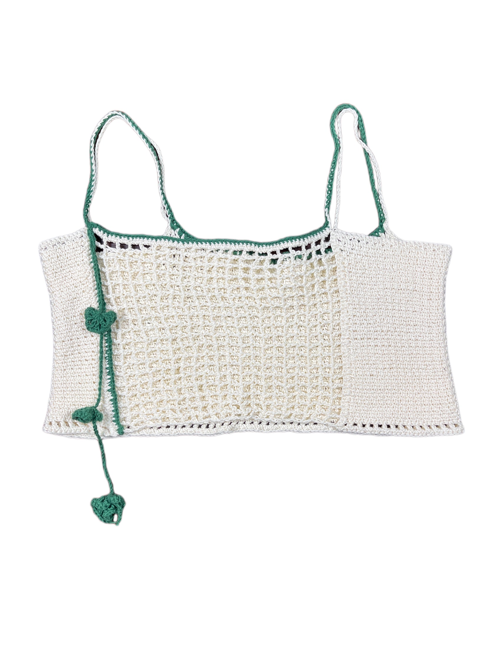 Knitted Sleeveless Top See Through White Green L/XL