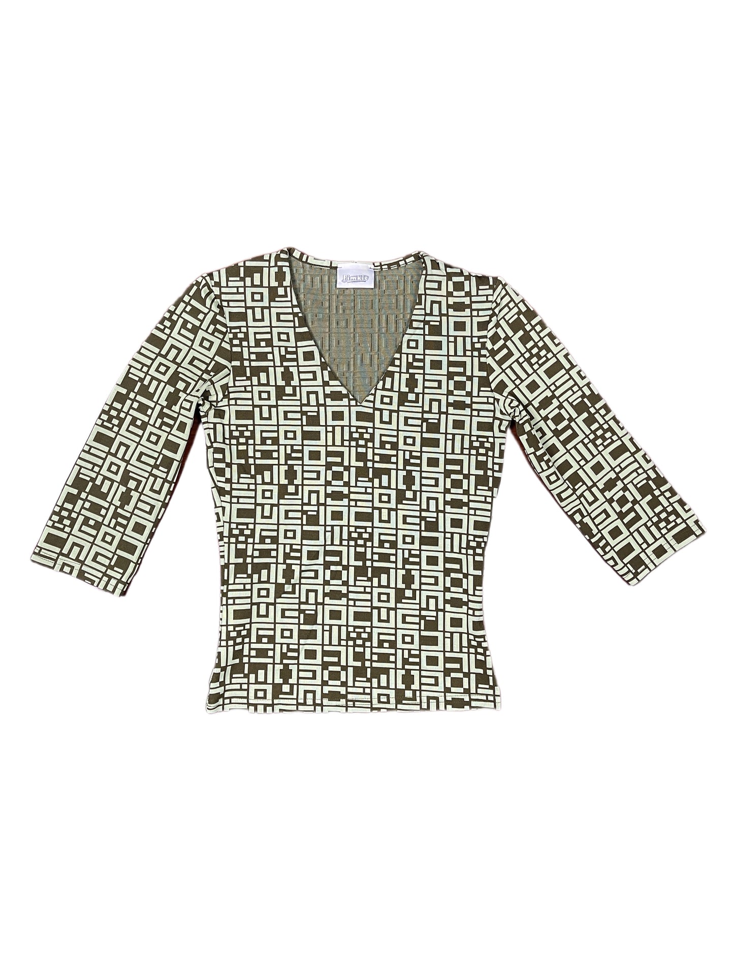 Y2k Pimkie Stretchy Short to Long Sleeve Top Green Khaki - S