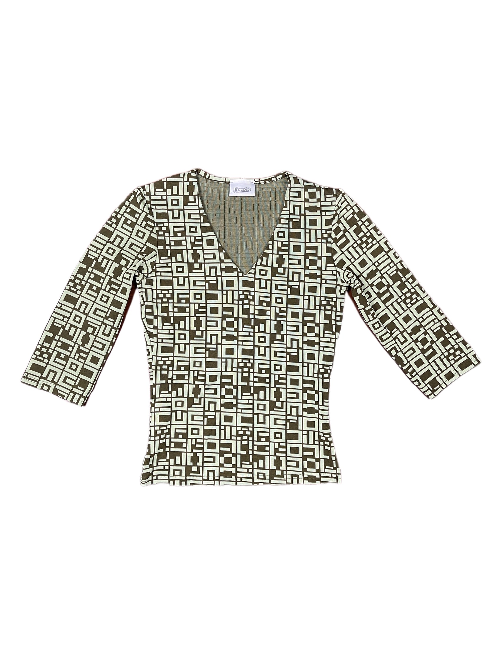 Y2k Pimkie Stretchy Short to Long Sleeve Top Green Khaki - S