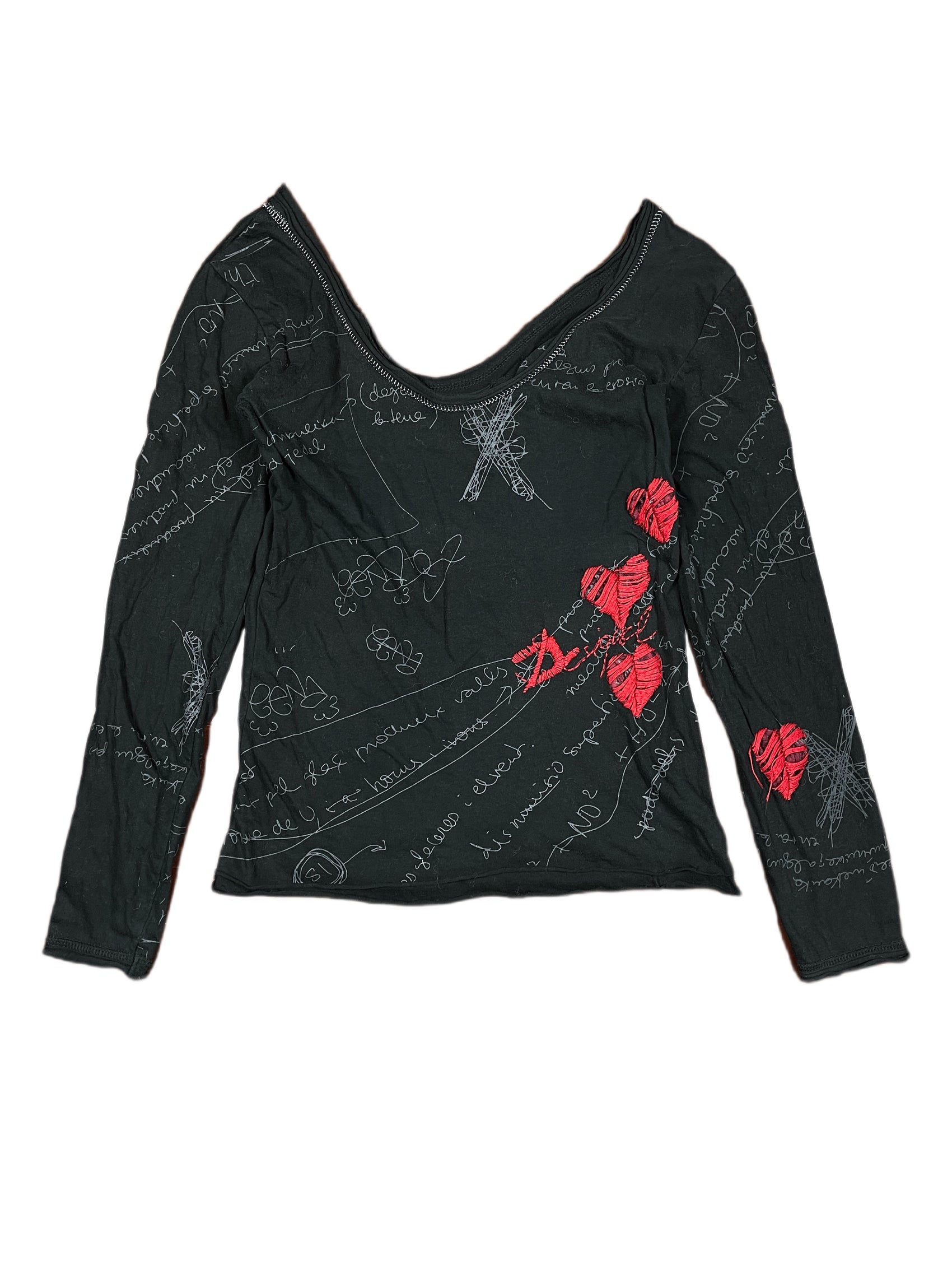 Y2k Desigual Long Sleeve Top Black - M