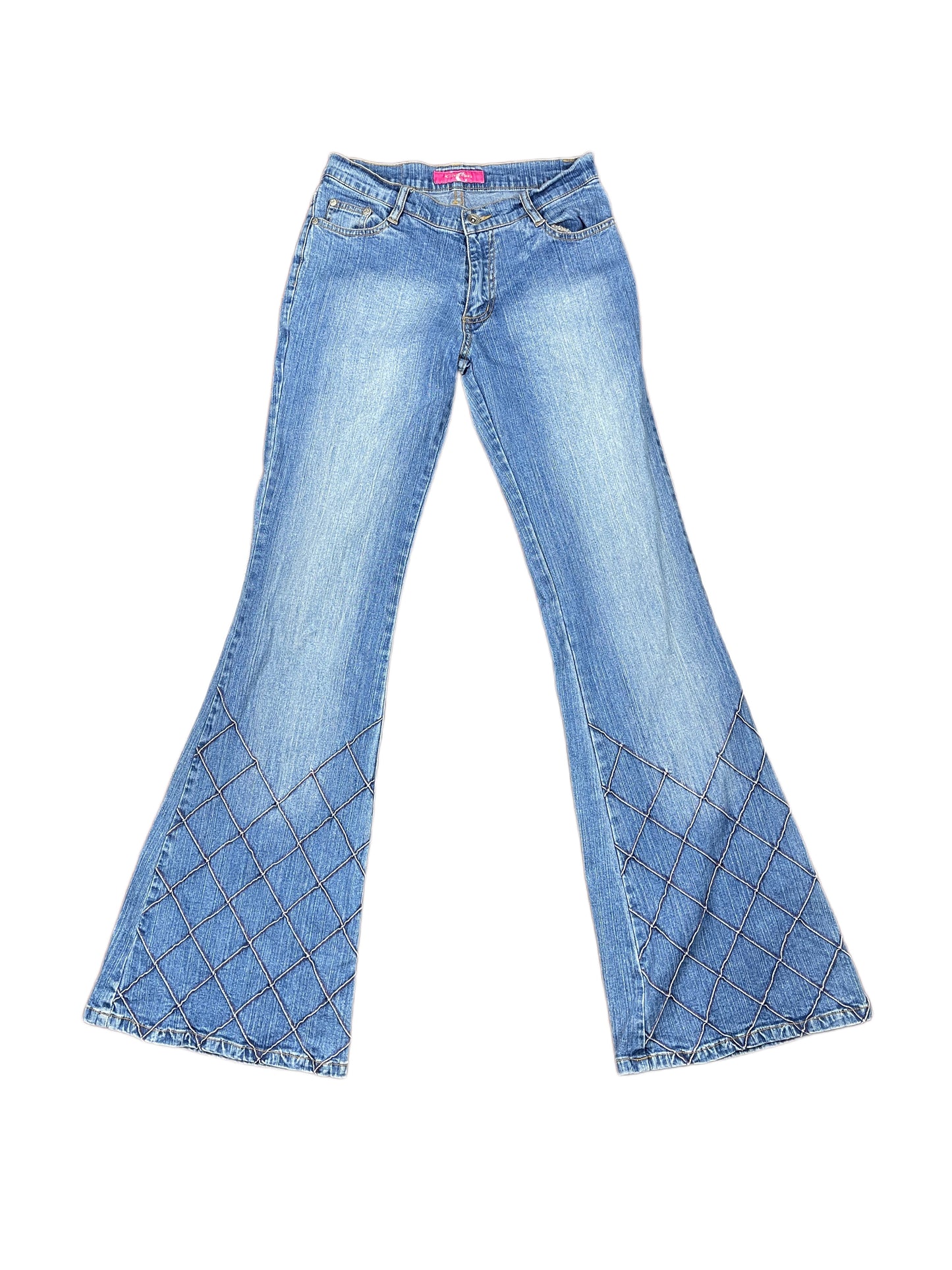 Y2k Chitton Low Waist Flared Denim Pants Blue - M