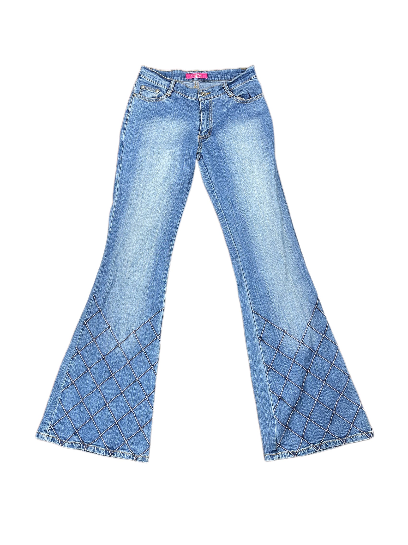 Y2k Chitton Low Waist Flared Denim Pants Blue - M