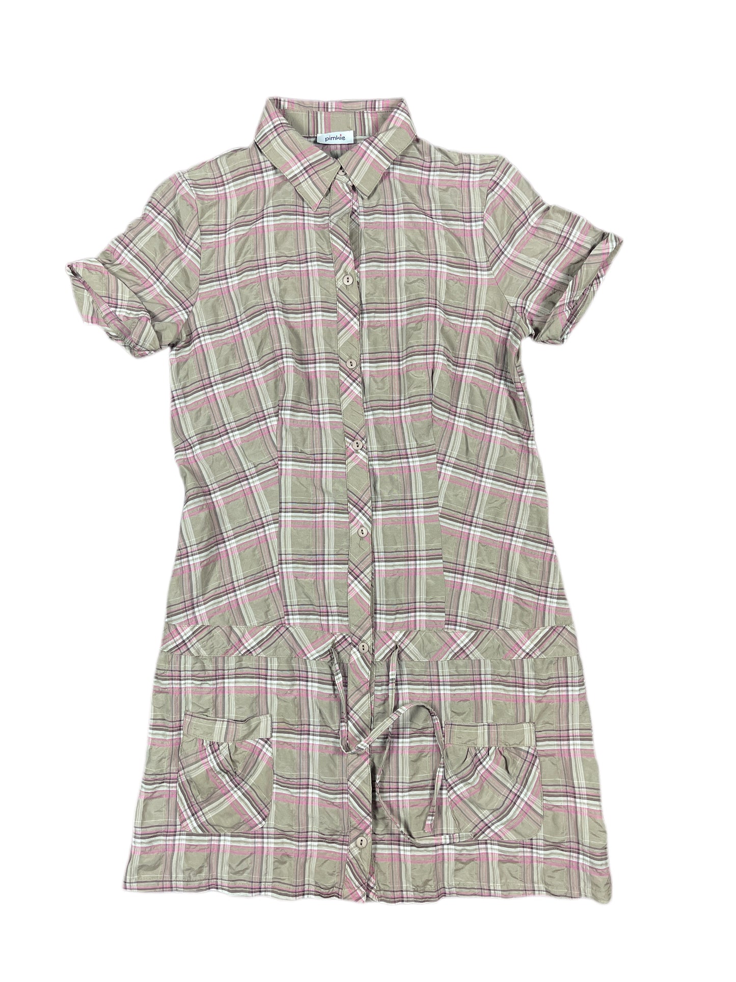 Y2k Pimkie Short Sleeve Dress Gray Pink - XS