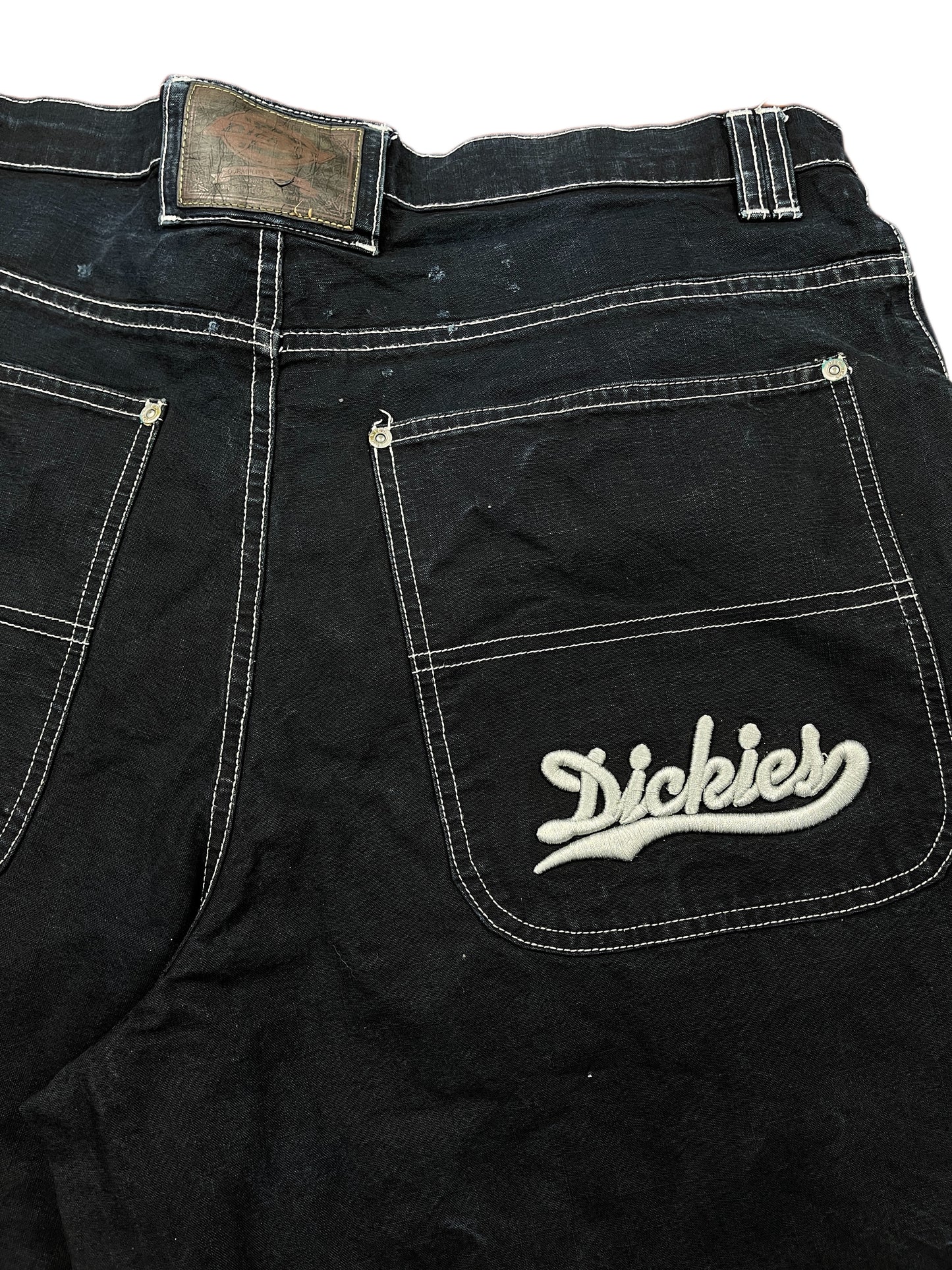 Y2k Dickies Cropped Denim Pants Hip Hop Black - XXL