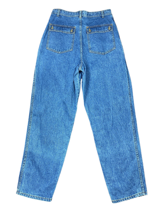 Vintage French Navy High Waist Denim Pants Blue - M