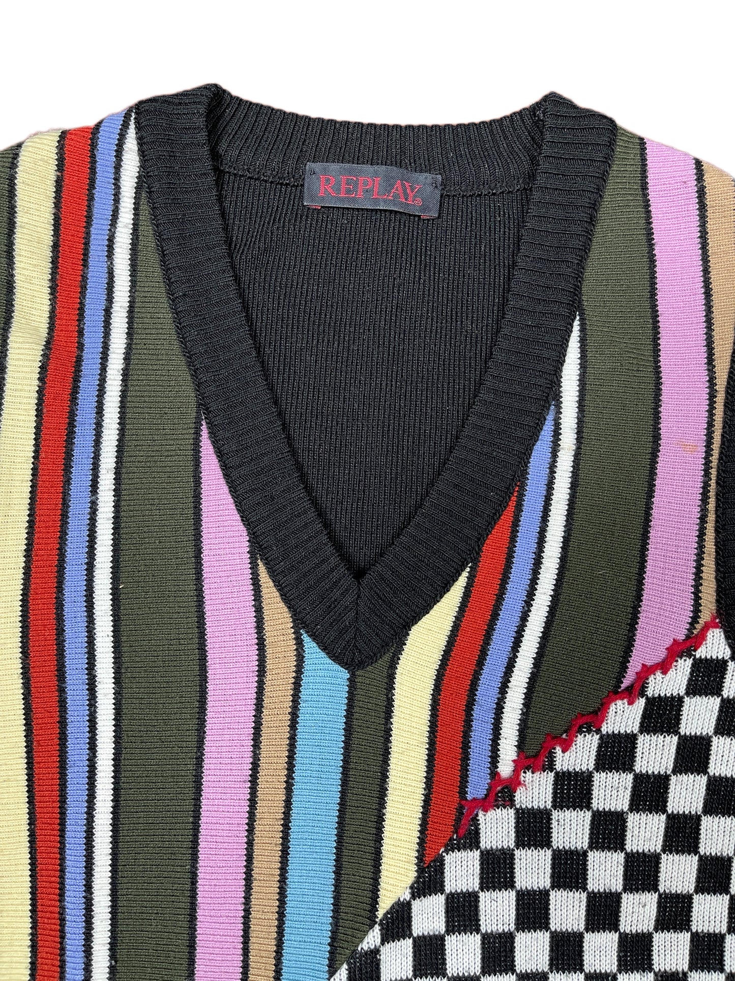 Y2k Replay Sleeveless Knit Sweatshirt Multicolor - M