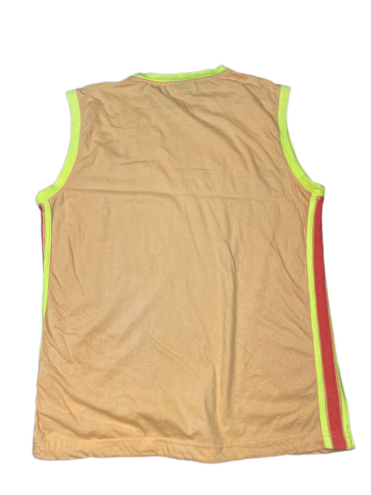 Y2k Cool Cat Tank Top Orange Yellow - XL