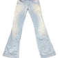 Y2k Kaporal5 Low Waist Flared Denim Pants Blue White - M/L