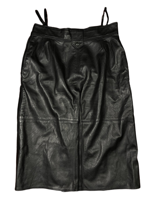 Vintage Yves Saint Laurent Leather Skirt Black - L