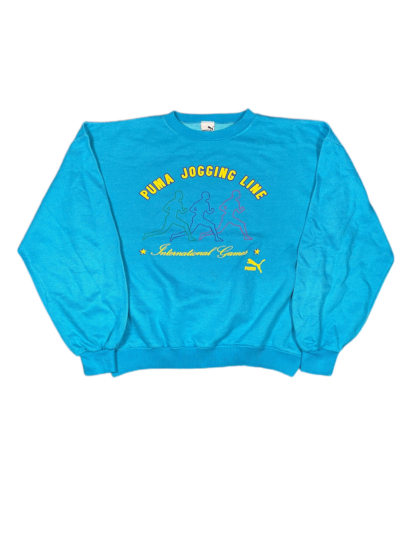 Vintage Puma Jogging Line 1980s Sweatshirt Blue - XL