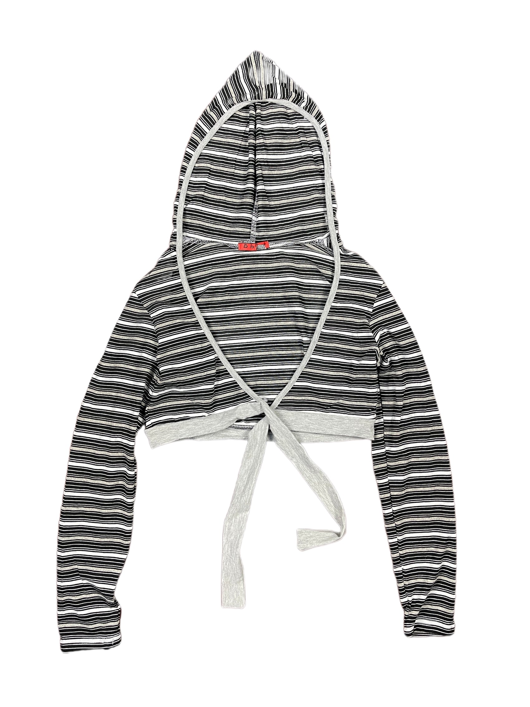 Y2k BbG Long Sleeve Top Hoodie Black Grey - M