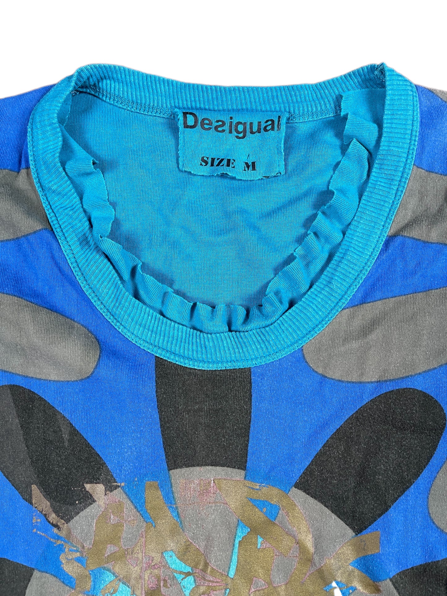 Y2k Desigual Short Sleeve Top Blue - M