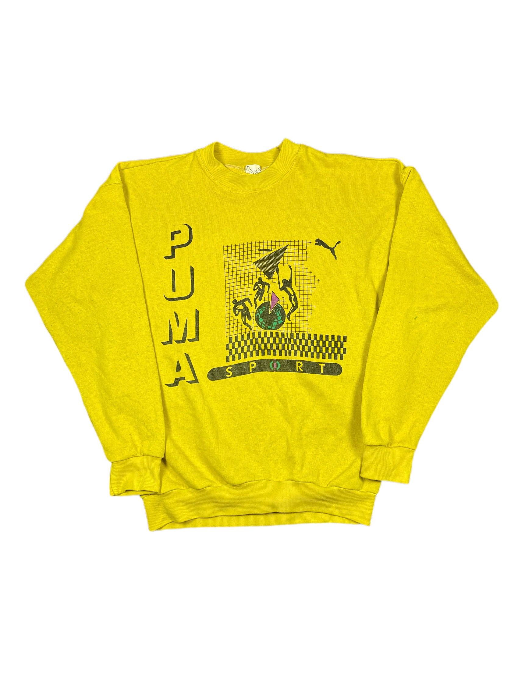Vintage Puma 1980s Sweatshirt Yellow Mustard - S/M