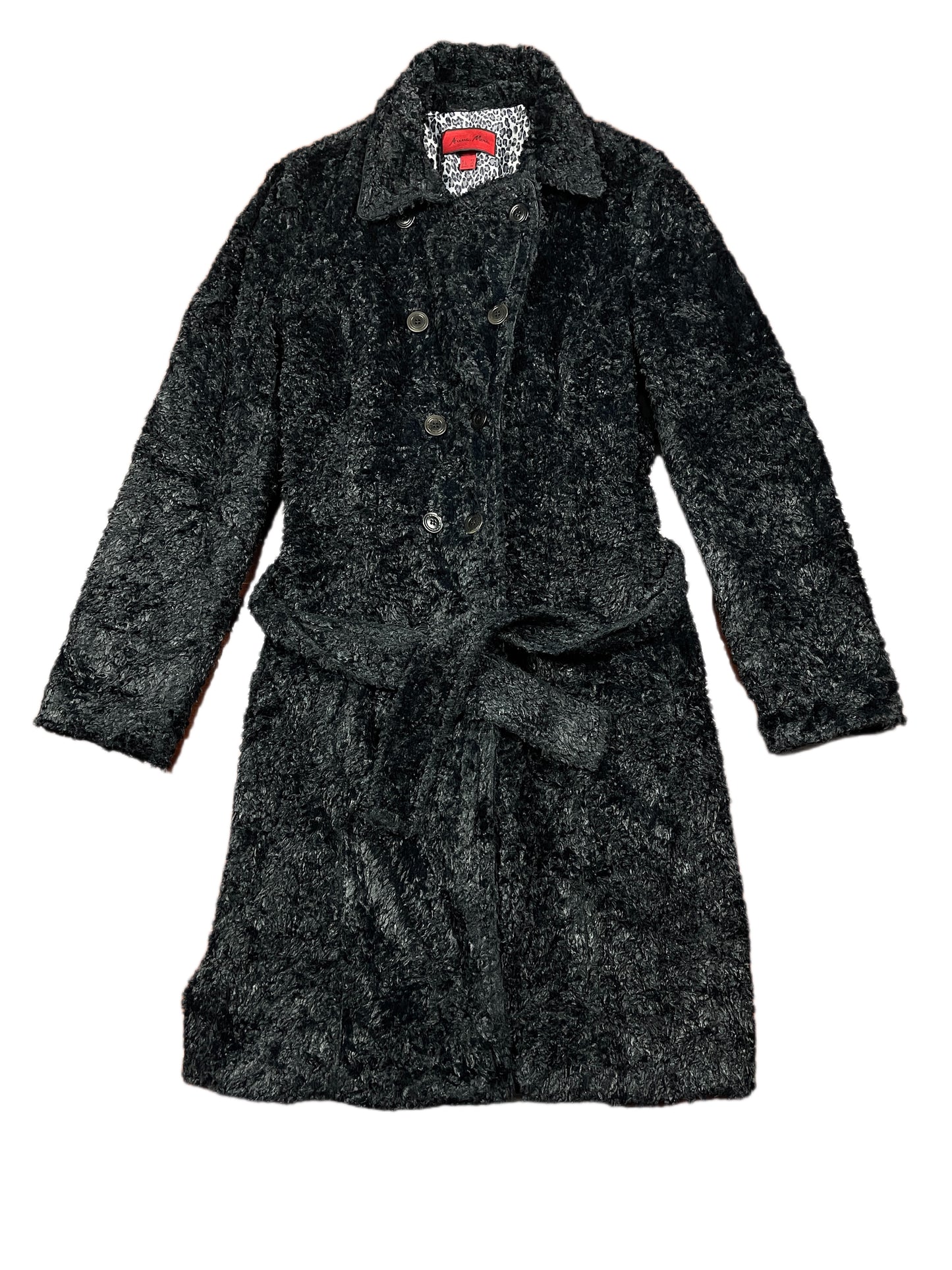 Vintage Anna Mara Fake Fur Coat Black - M