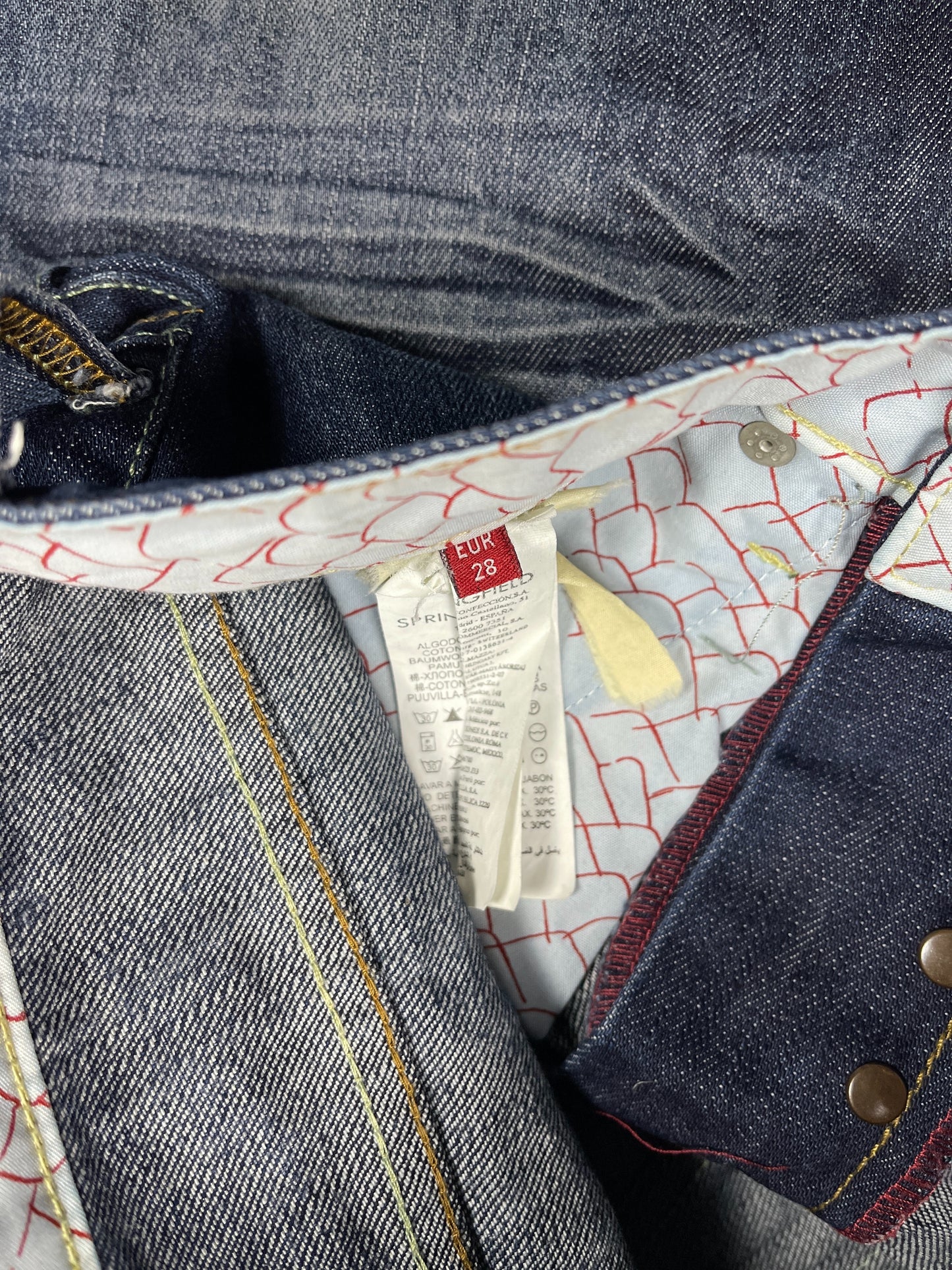 Y2k Springfield Bootcut Denim Pants Blue White - XS