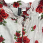 Y2k Divided Sleeveless Dress White Roses - XS