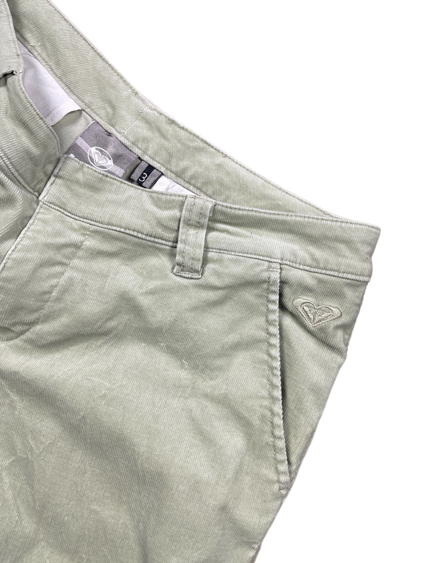 Y2k Roxy Flared Low Waist Corduroy Pants Mint Green - M