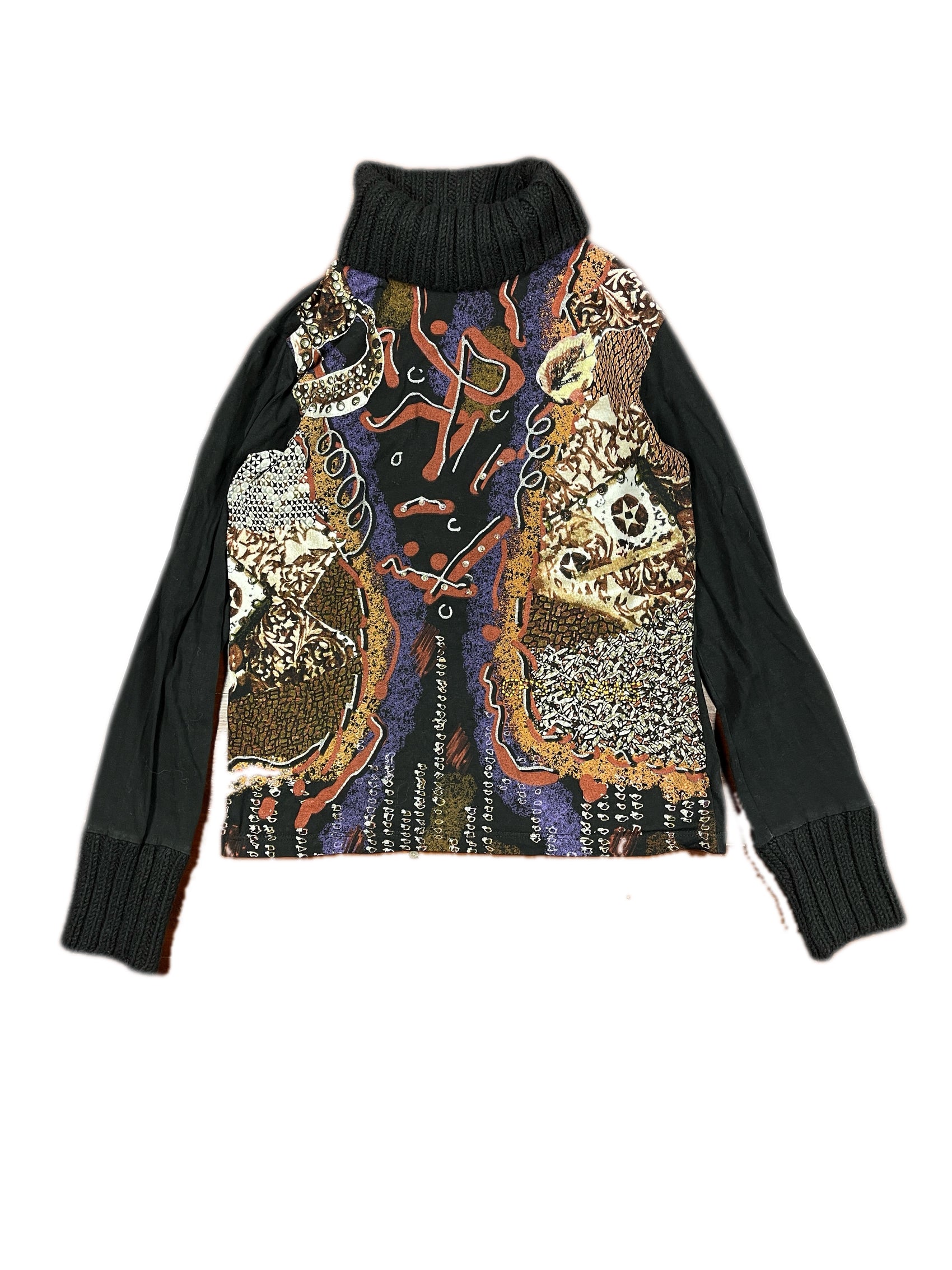 Y2k GFS Sport Long Sleeve Top Black Multicolor - XL