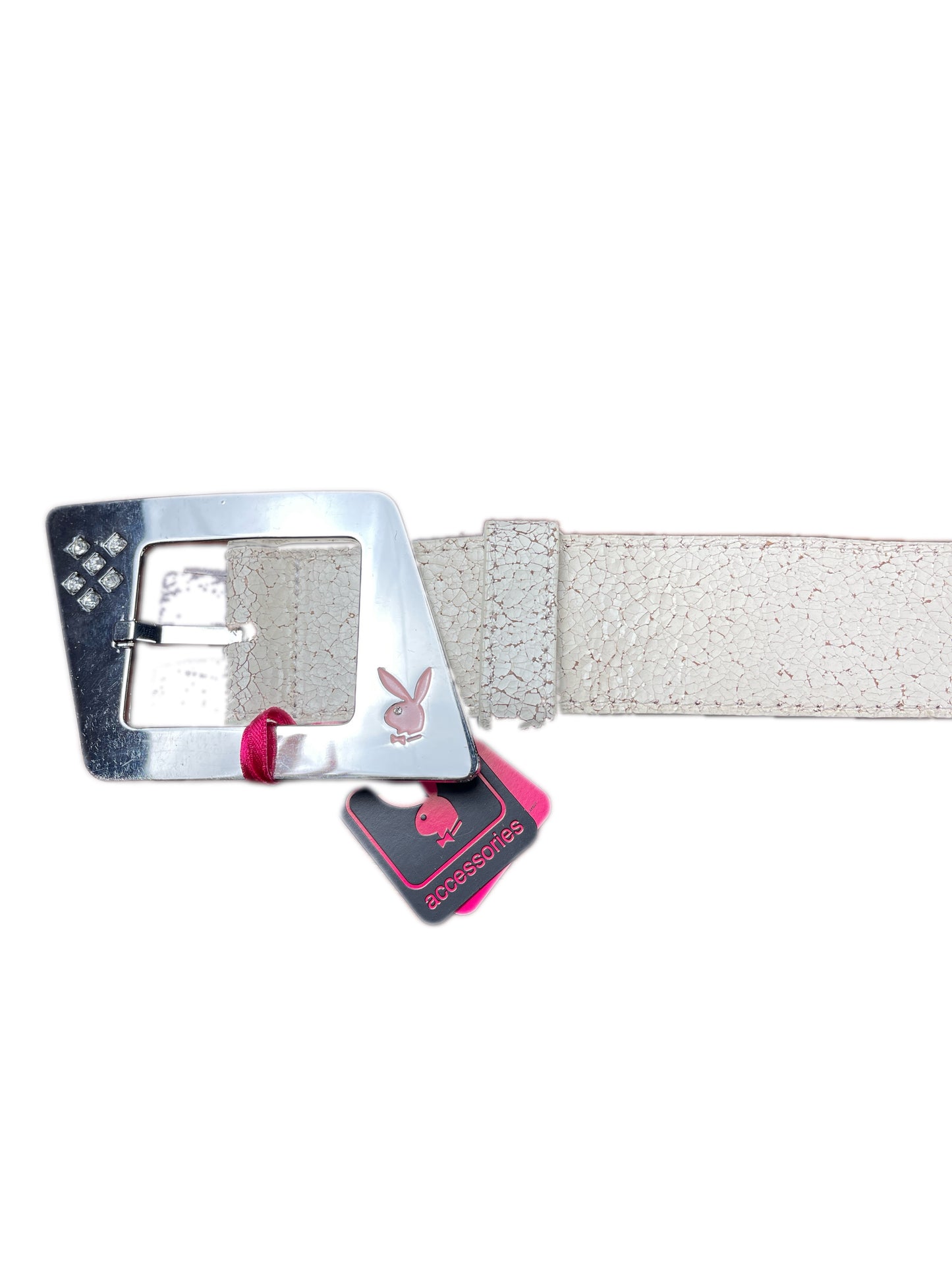 Y2k Playboy Leather Belt White Pink 2004