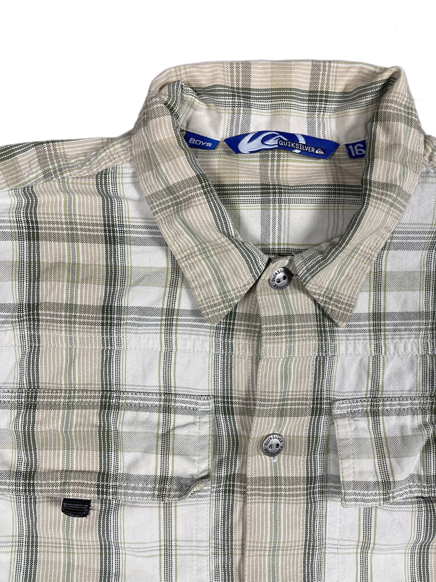 Y2k Quicksilver Long Sleeve Shirt Checkered Cream Beige - S