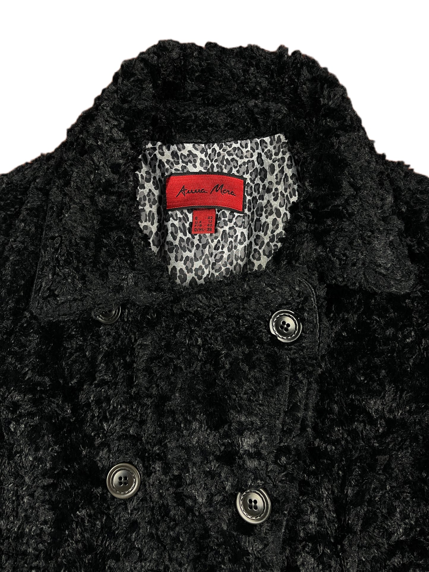Vintage Anna Mara Fake Fur Coat Black - M